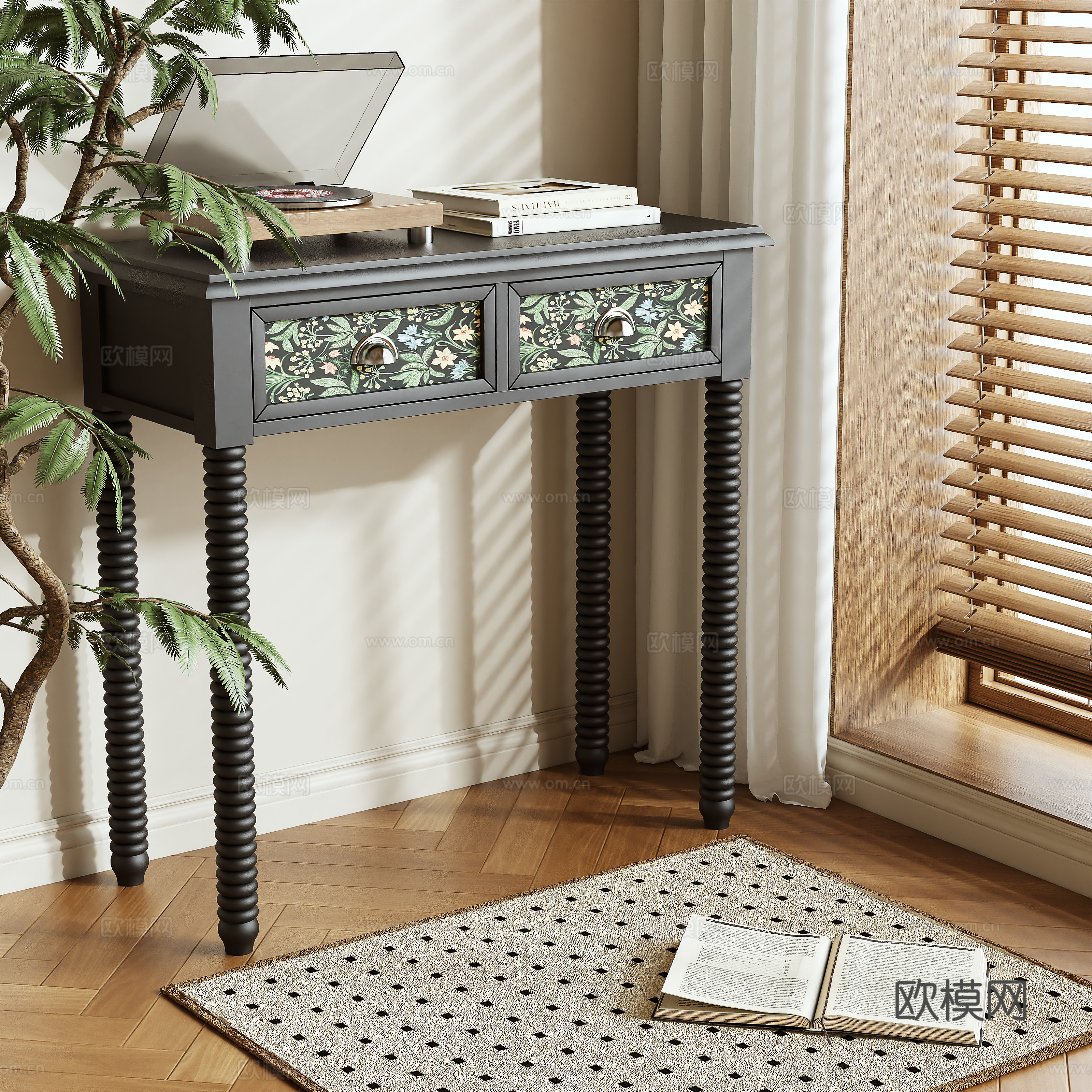 French entryway cabinet 3d model