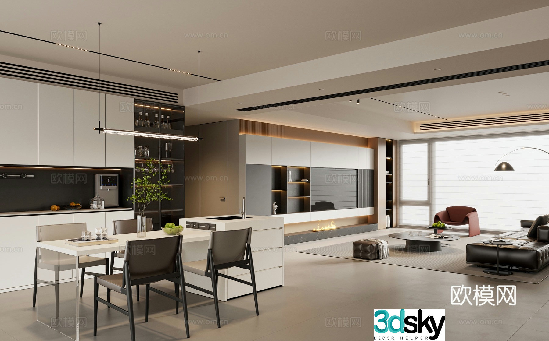 Modern guest restaurant 3d model