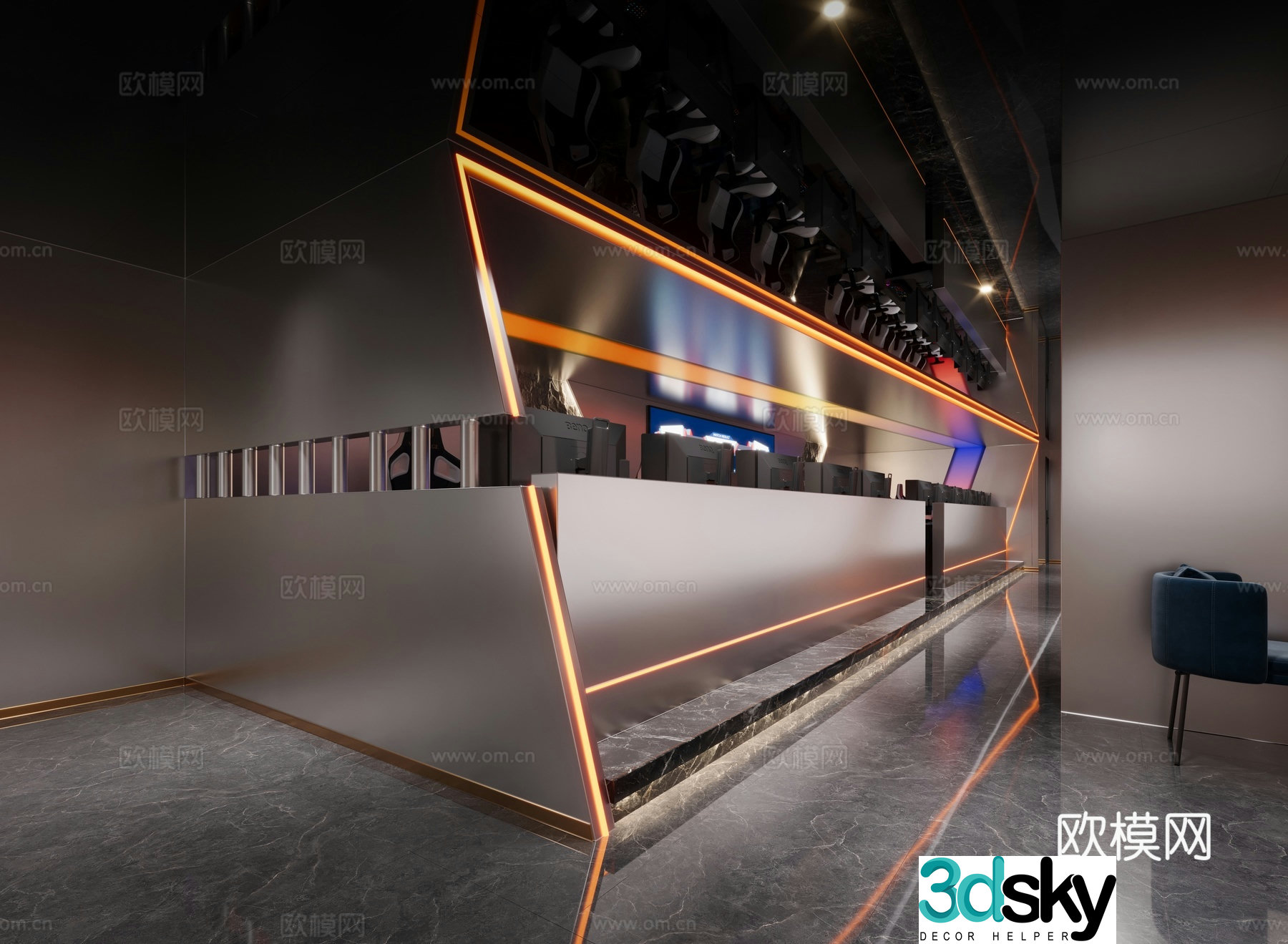Modern internet cafe internet cafe 3d model