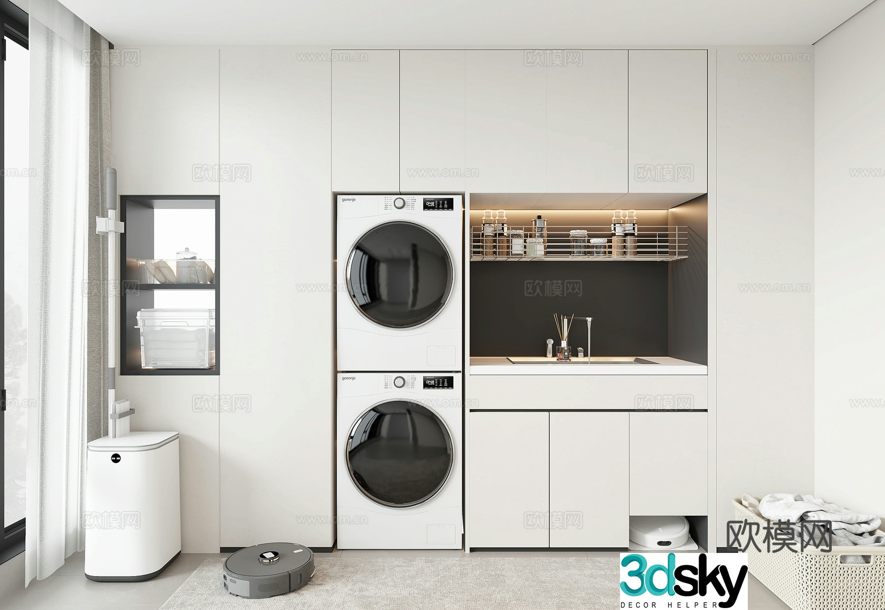 Modern washing machine cabinet 3d model