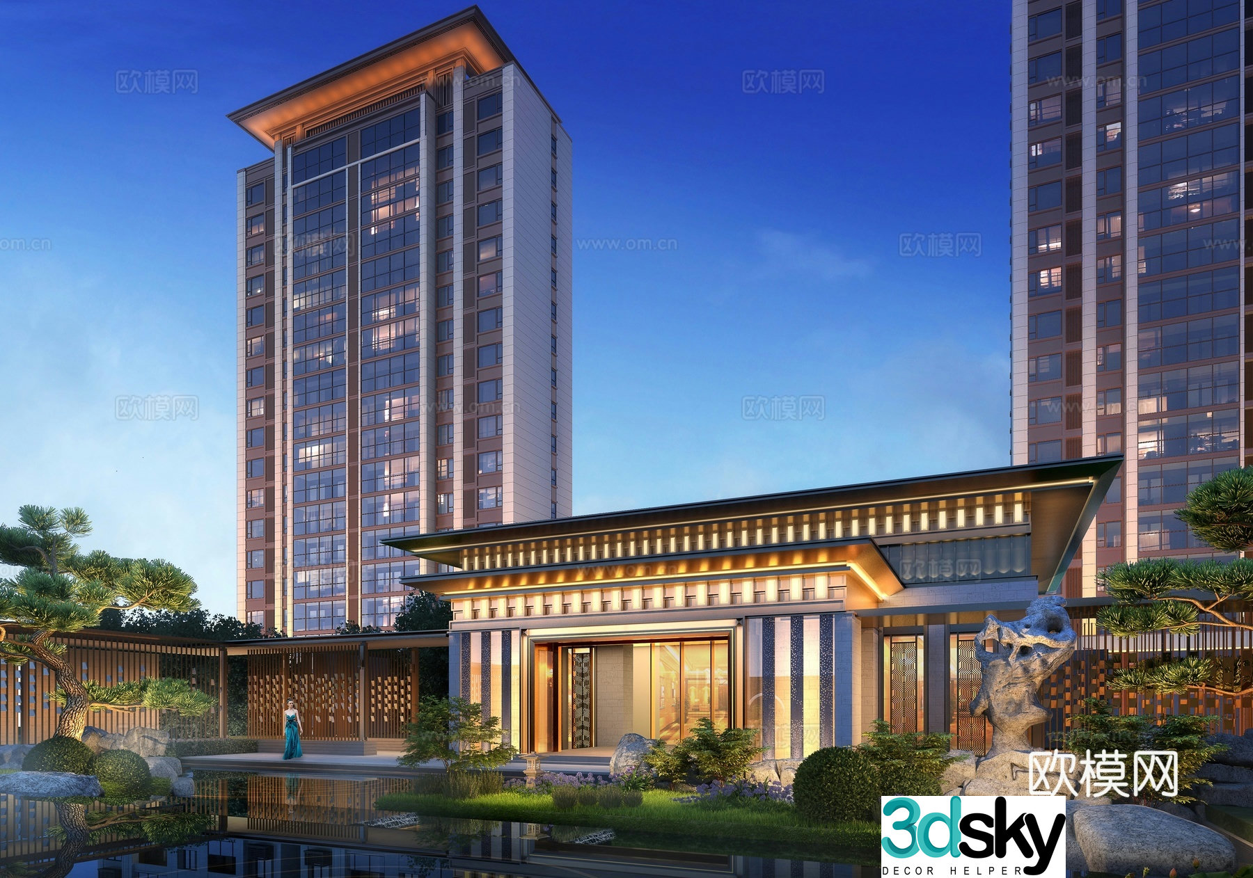 Residential clubhouse exterior 3d model