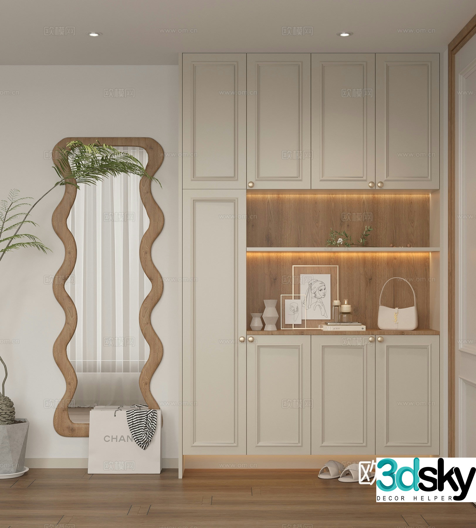 French custom shoe cabinet 3D model
