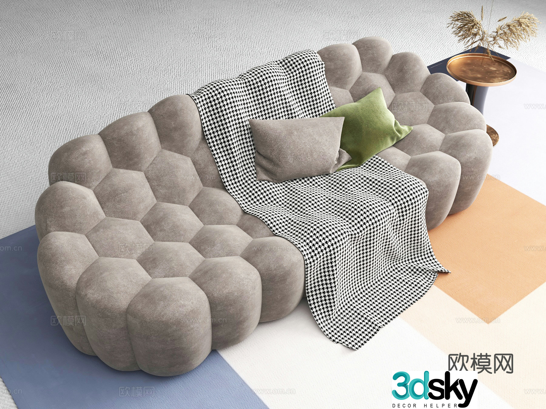Modern special-shaped sofa multi-person sofa 3D model