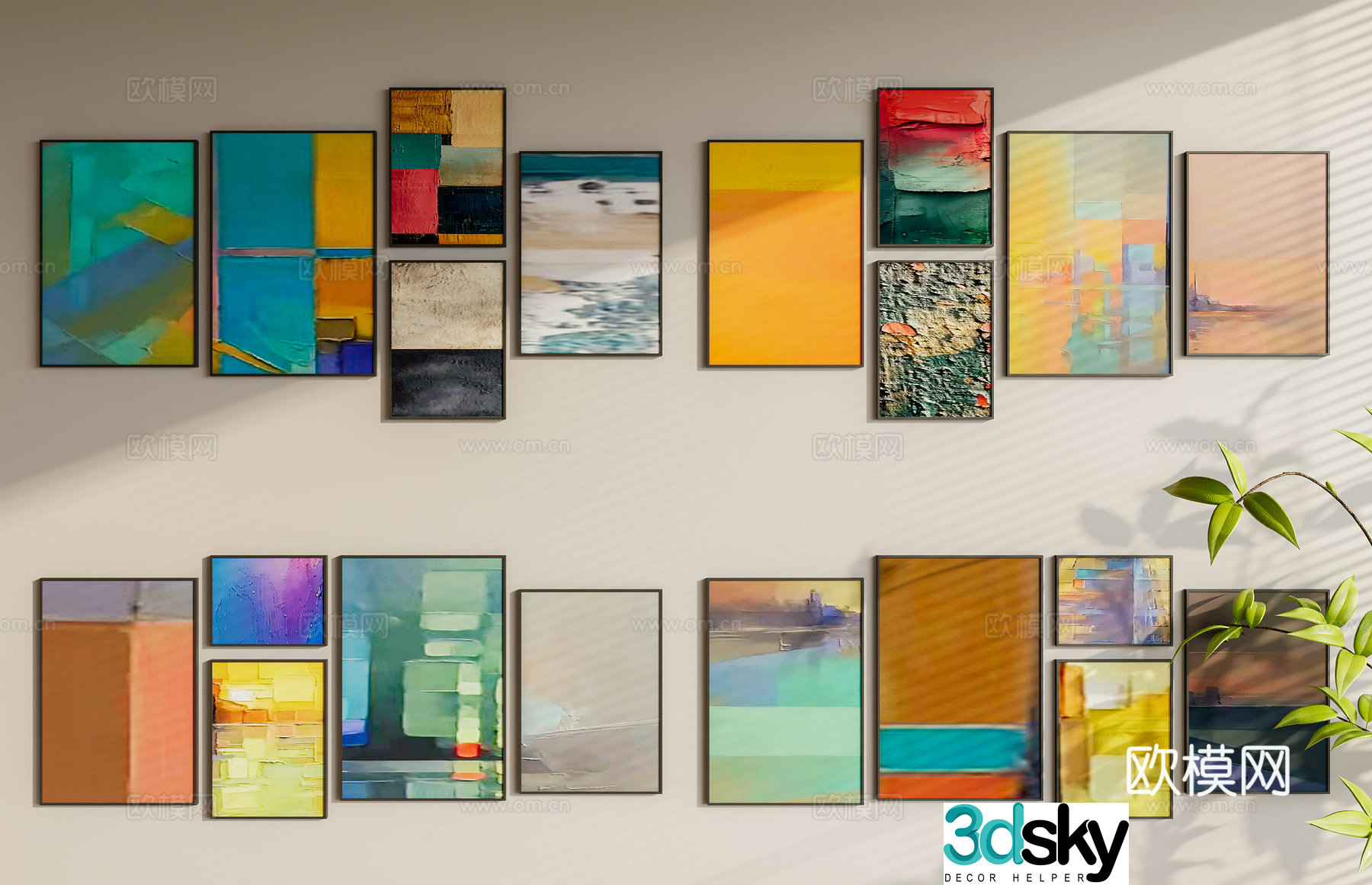 Oil painting abstract painting art hanging 3d model