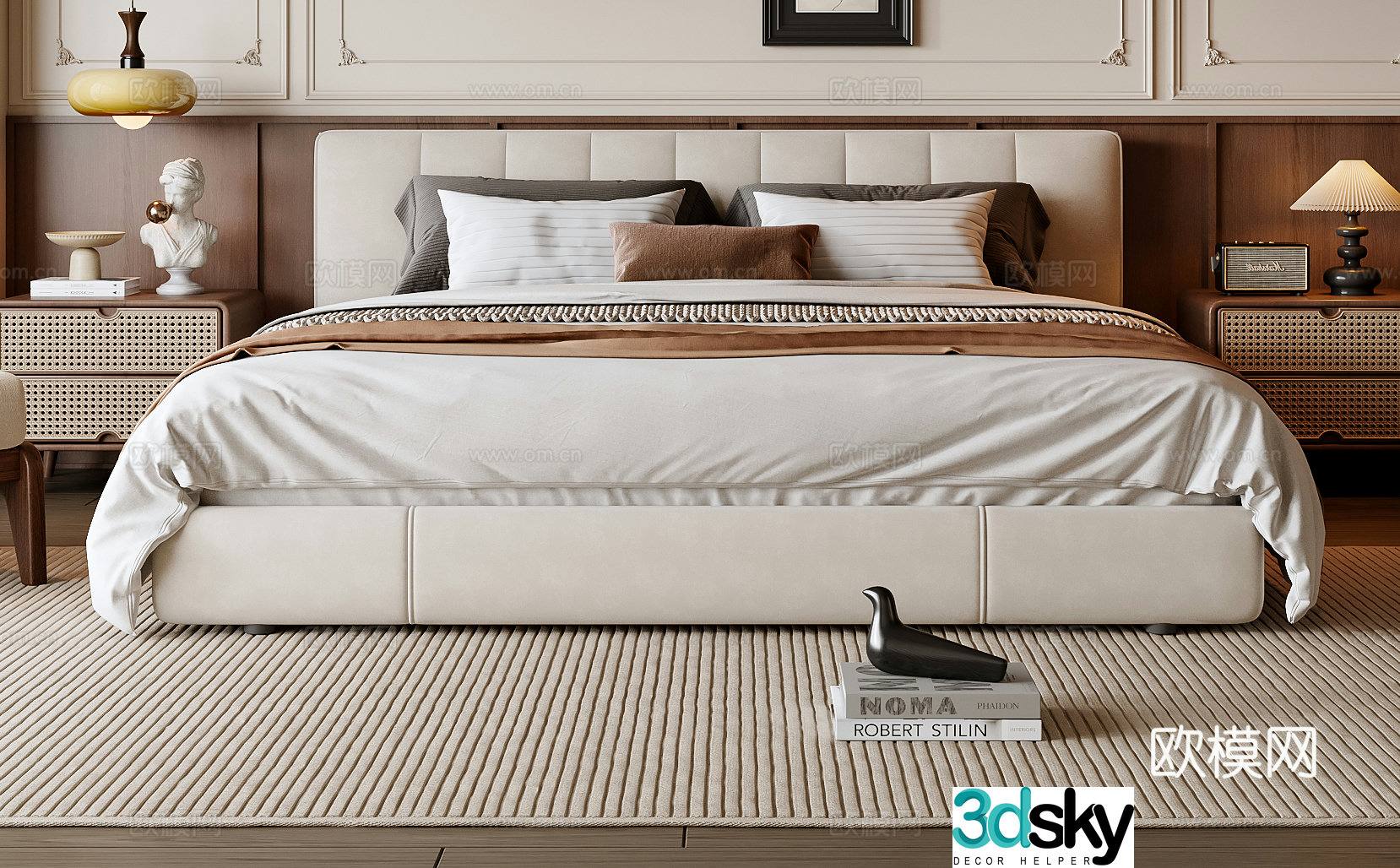 Medieval style double bed 3d model