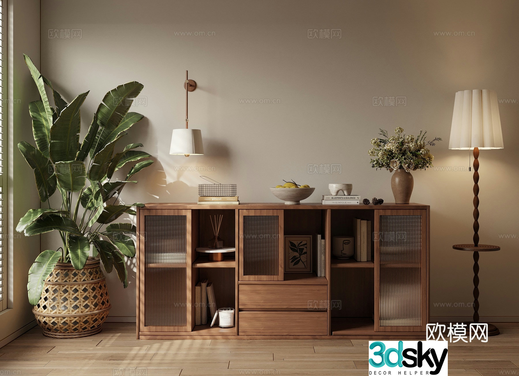 Medieval style low cabinet chest of drawers decorative cabinet 3D model
