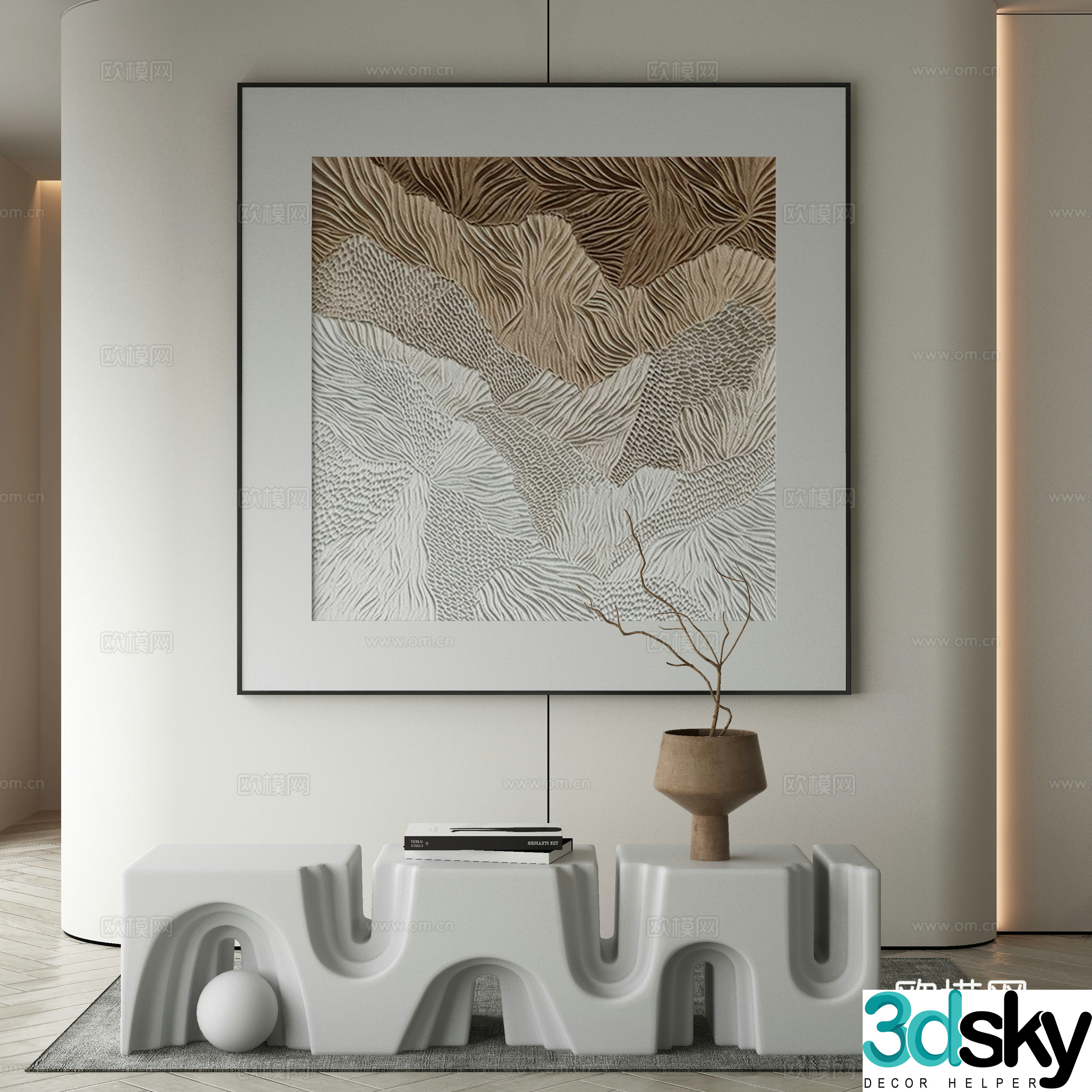 Modern texture painting decorative painting 3d model
