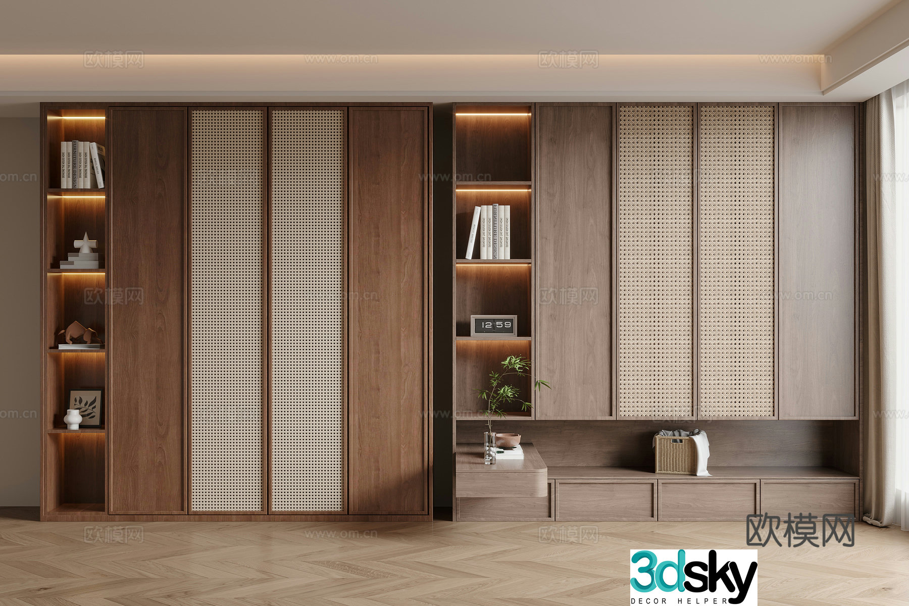 Wabi-sabi style wardrobe 3d model