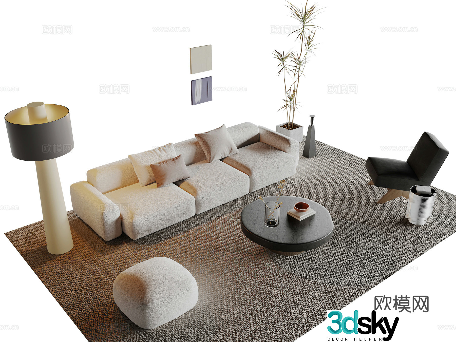 Modern sectional sofa 3d model