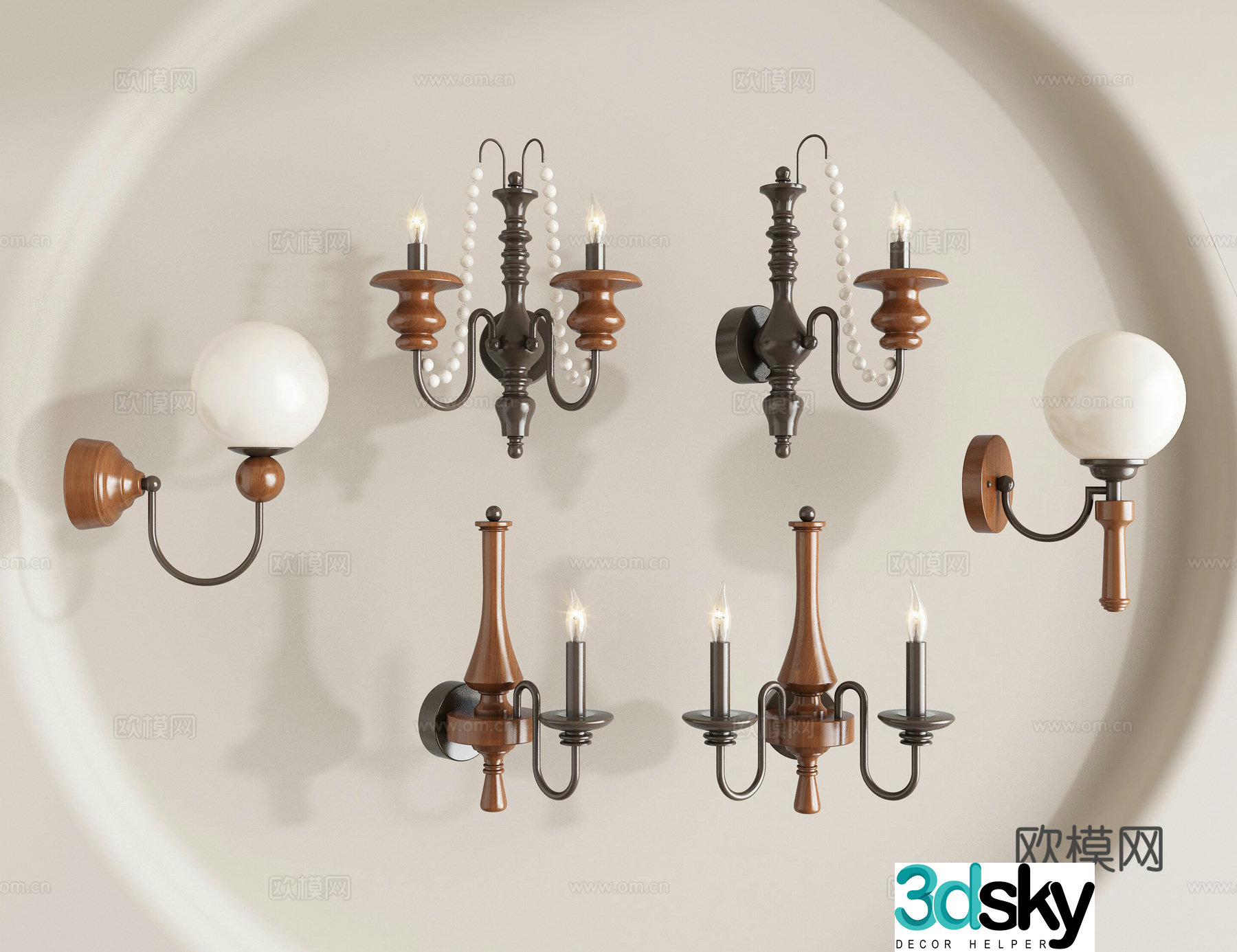 Medieval style wall lamp 3d model