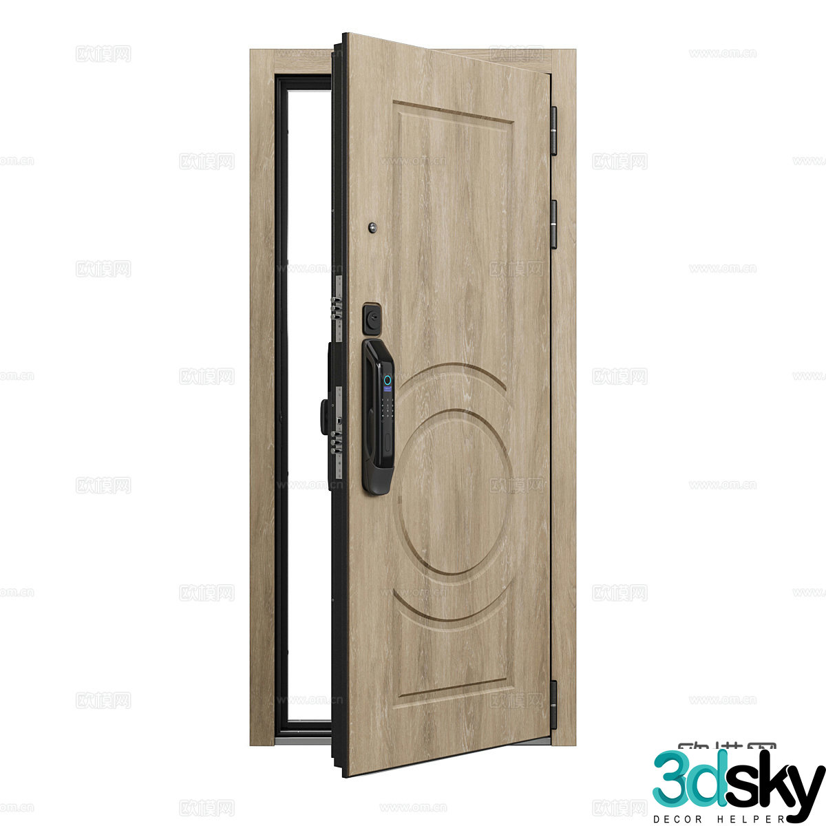 Nordic single door entry door password door 3D model