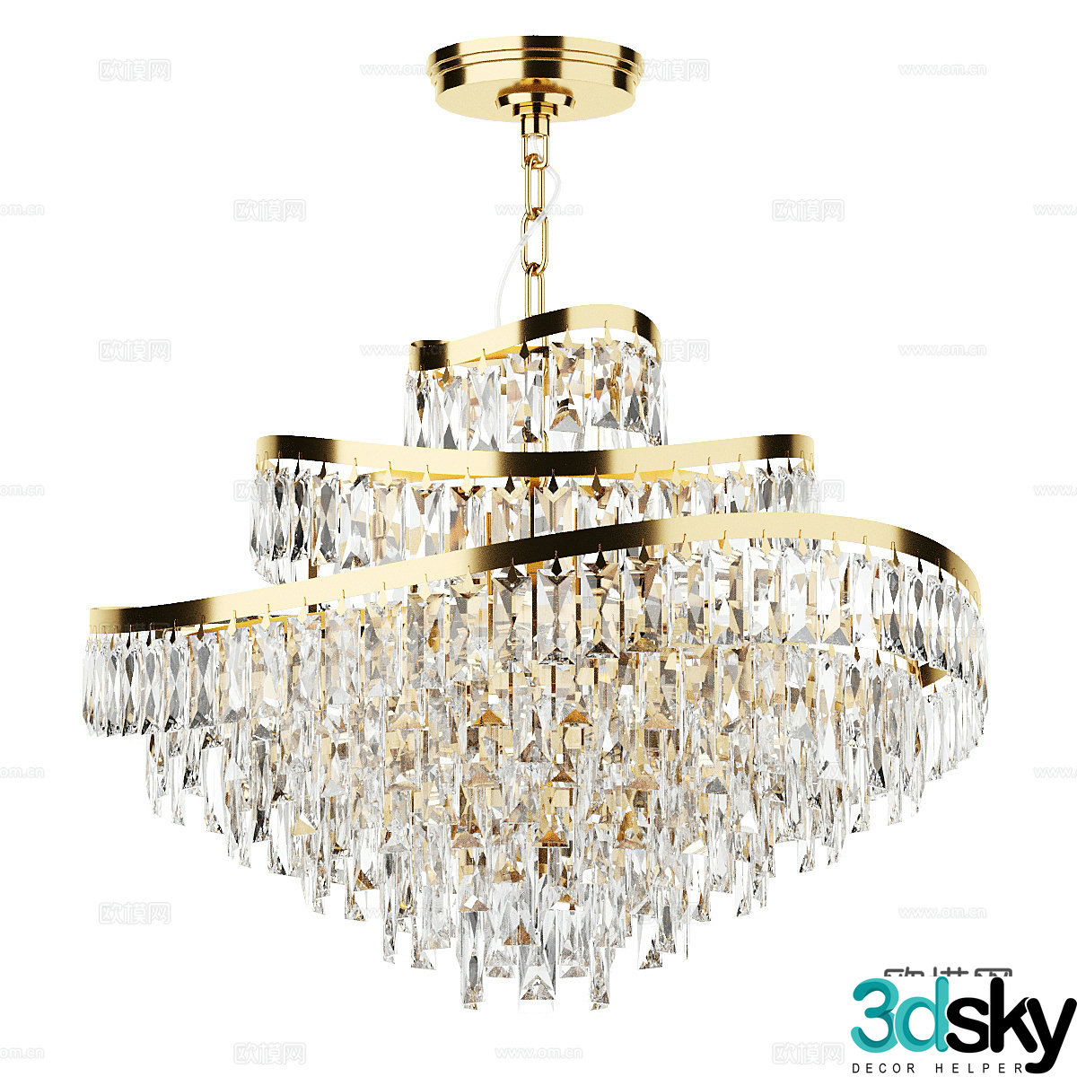 Light luxury chandelier crystal lamp 3d model