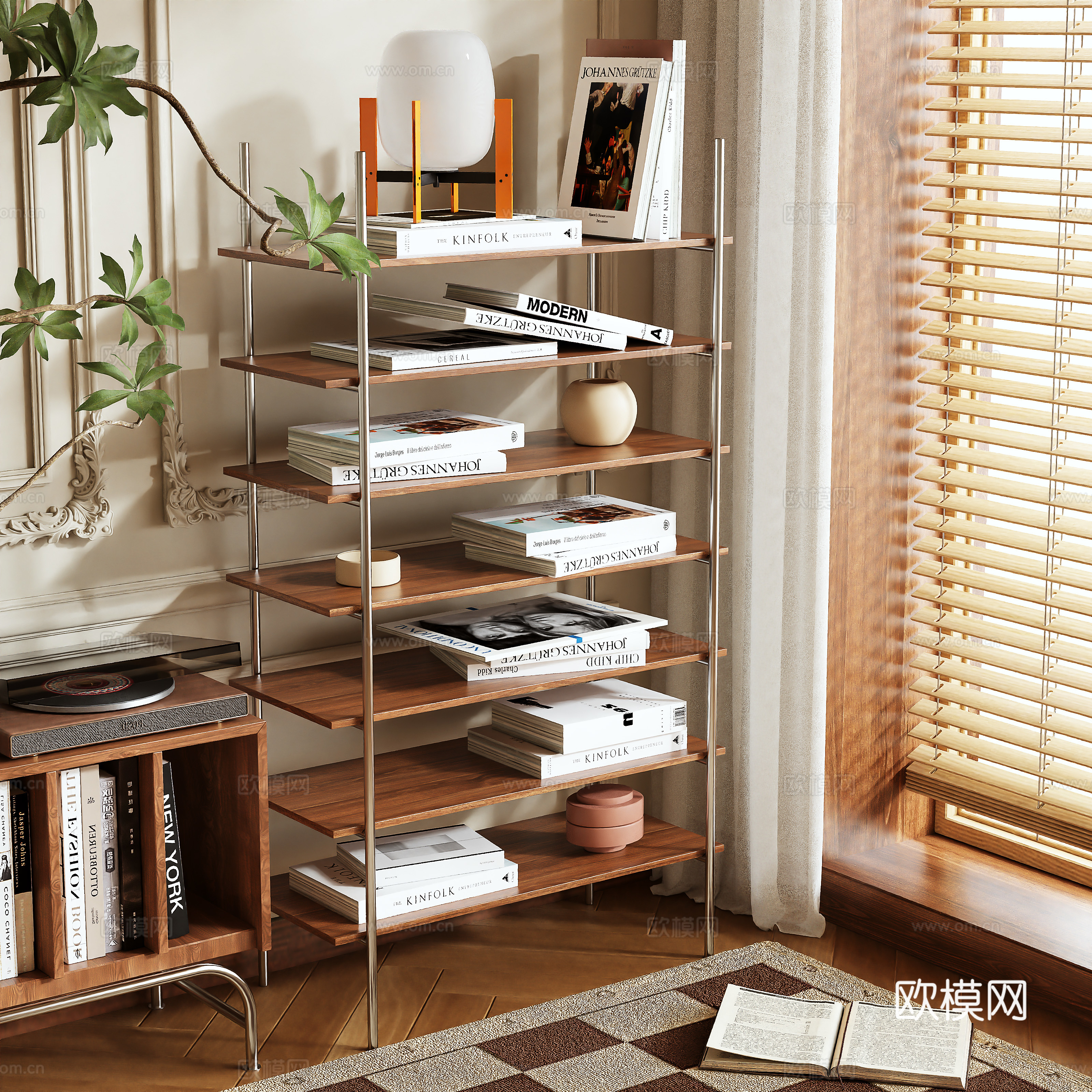 Medieval style bookshelf 3d model