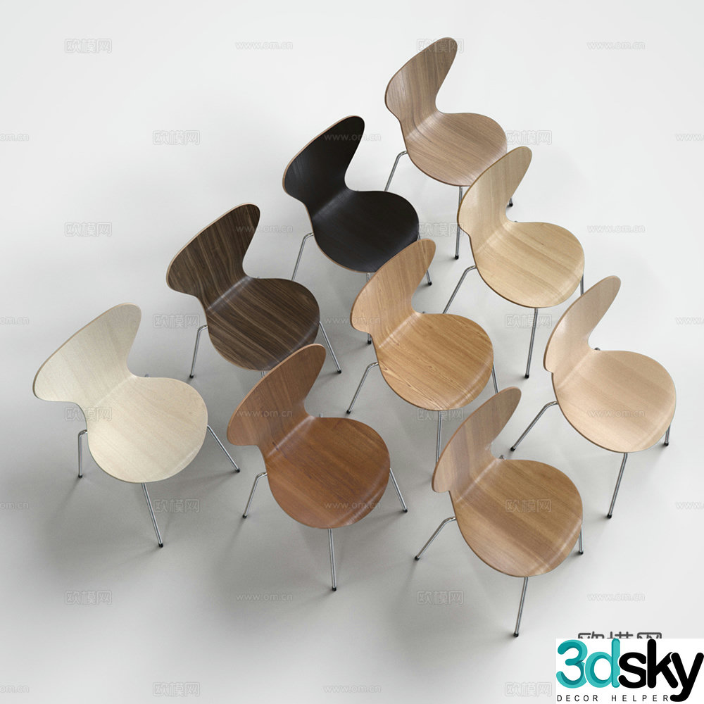 Fritz Hansen modern chair dining chair 3d model