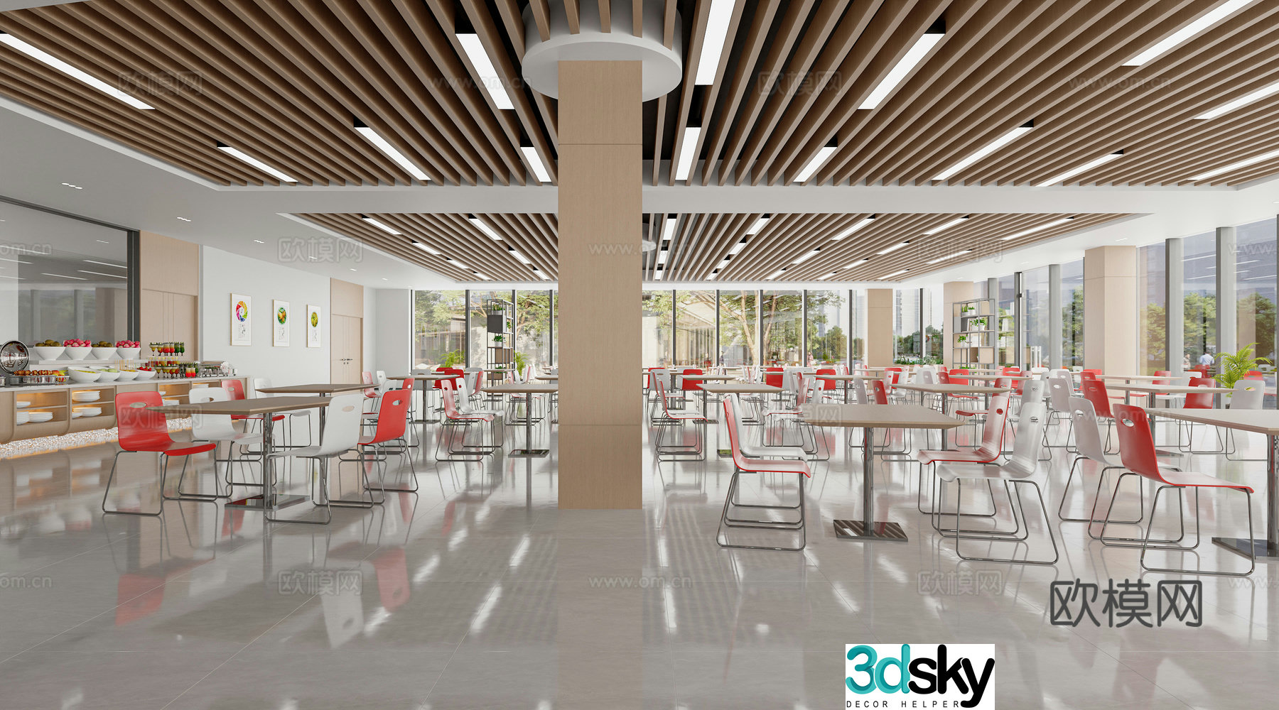 Modern canteen 3d model