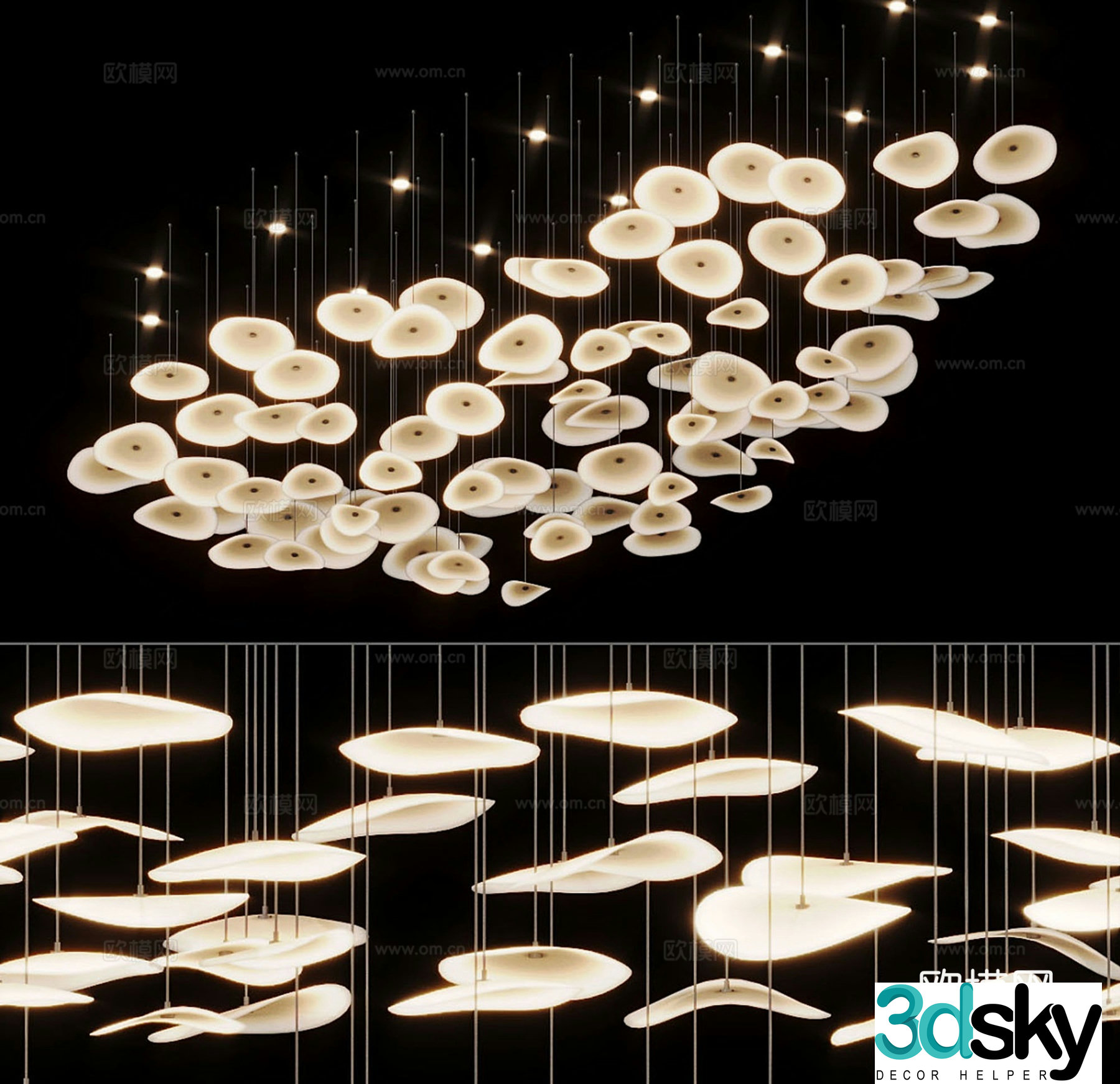 Light luxury large crystal chandelier 3D model