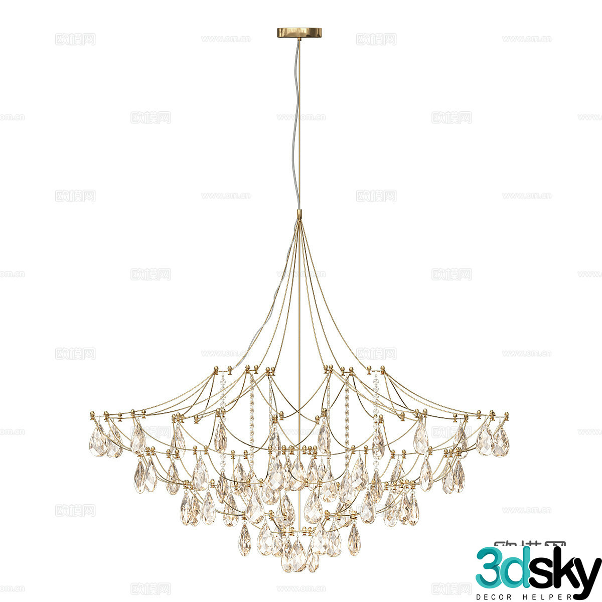 Light luxury chandelier crystal lamp 3d model