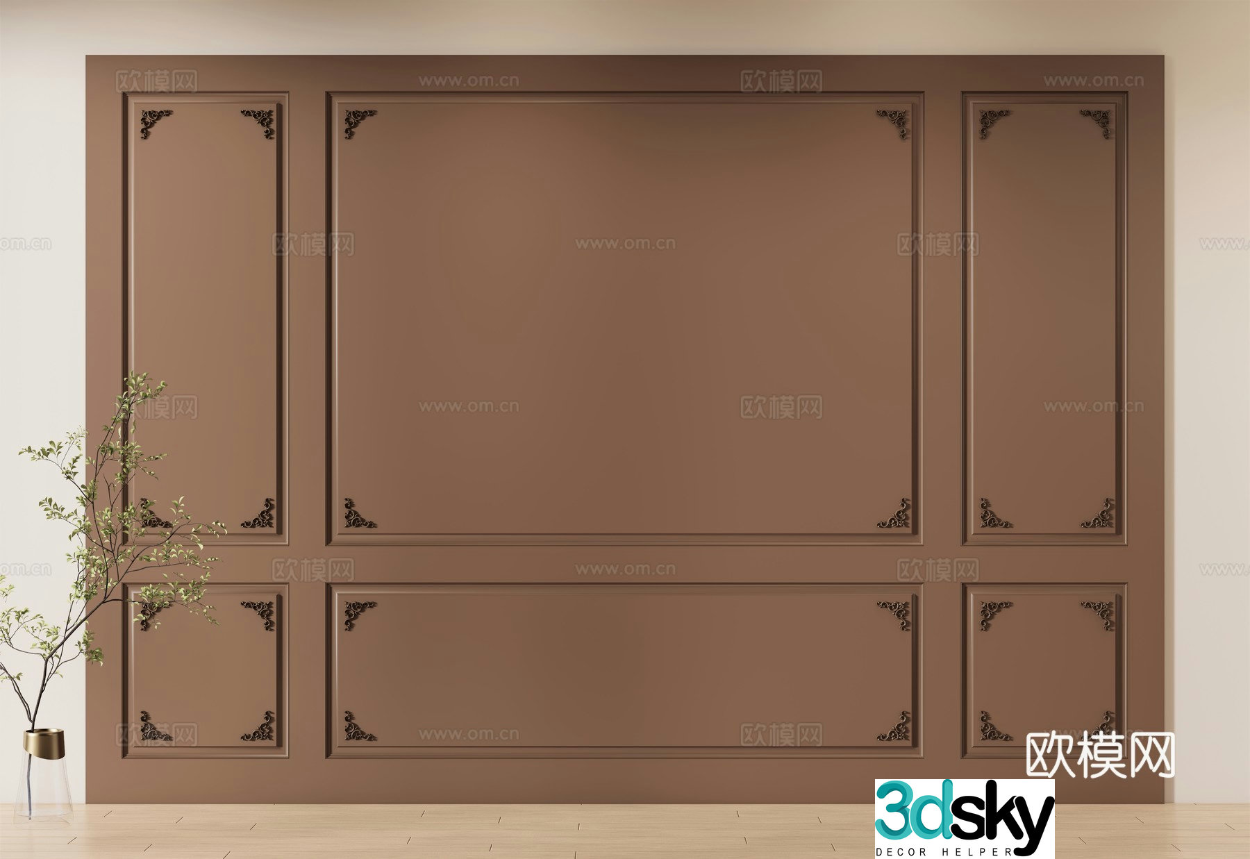 European background wall wainscot 3D model