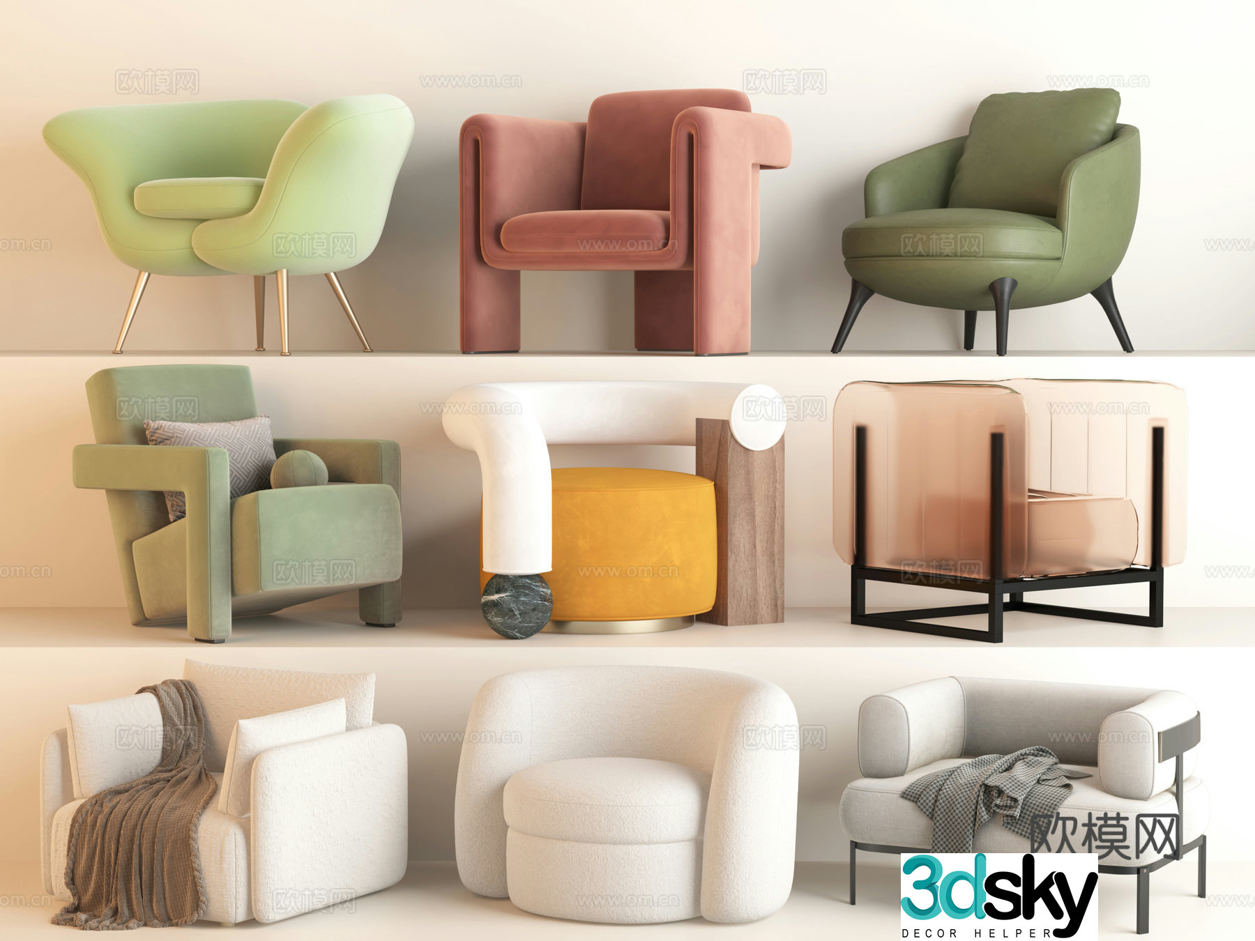 Modern single sofa sofa chair leisure chair d model