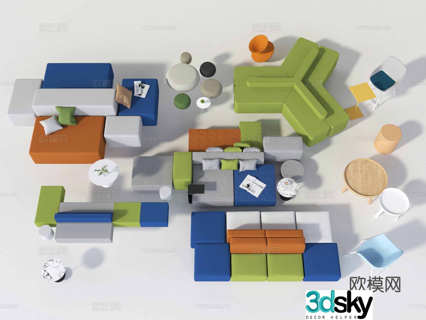 Office sofa lobby sofa 3d model
