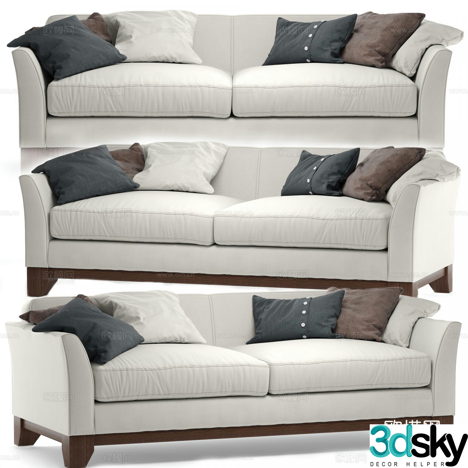 Greenwich modern love seat 3d model