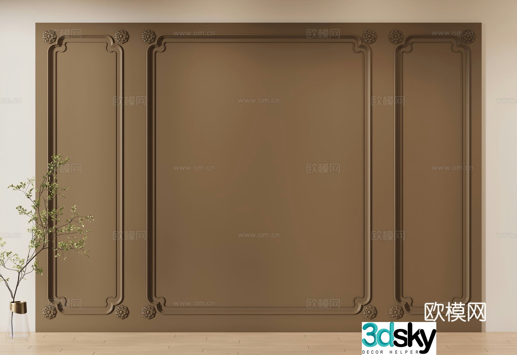 French wainscot background wall 3d model