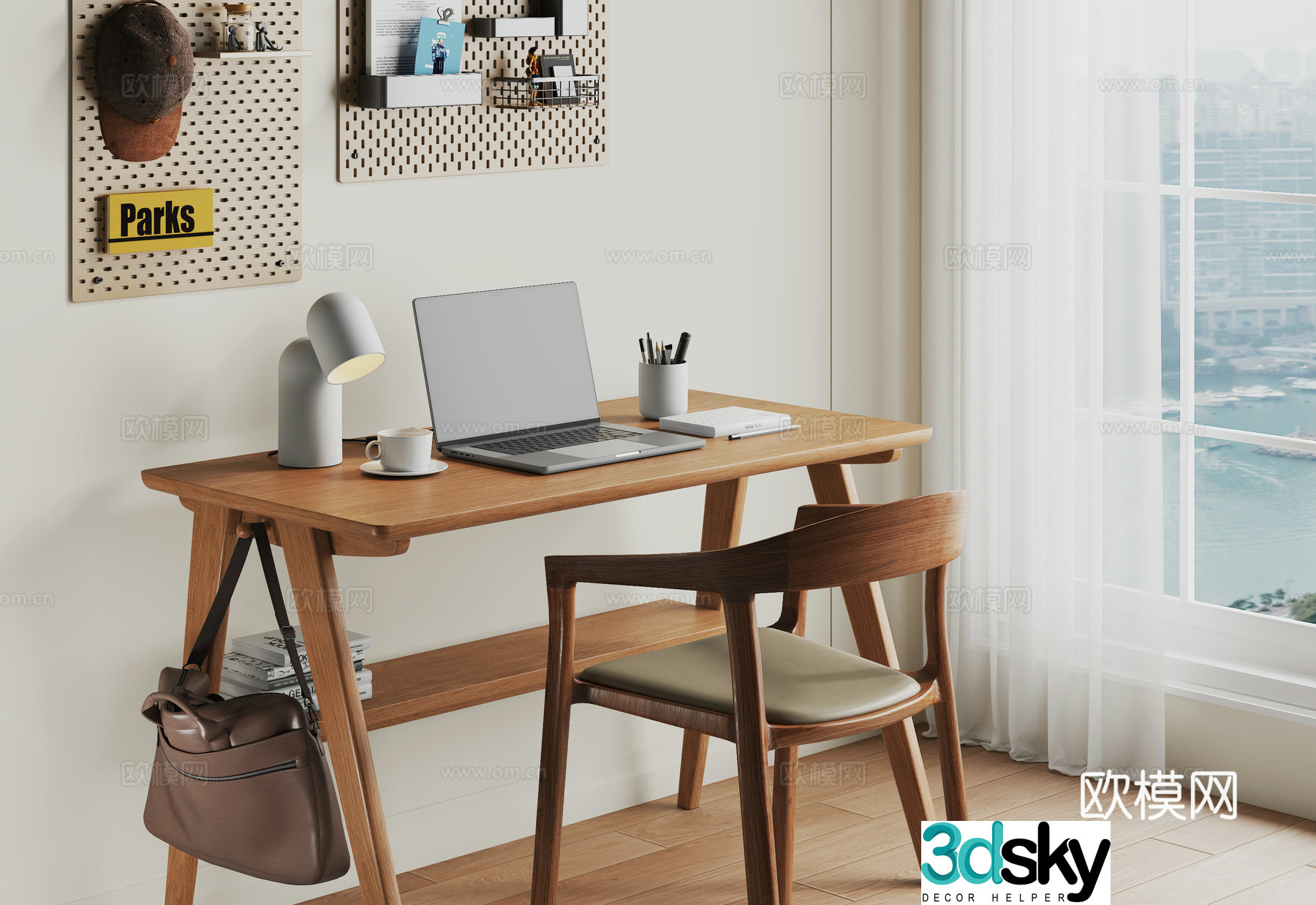 Medieval style desk computer desk 3d model