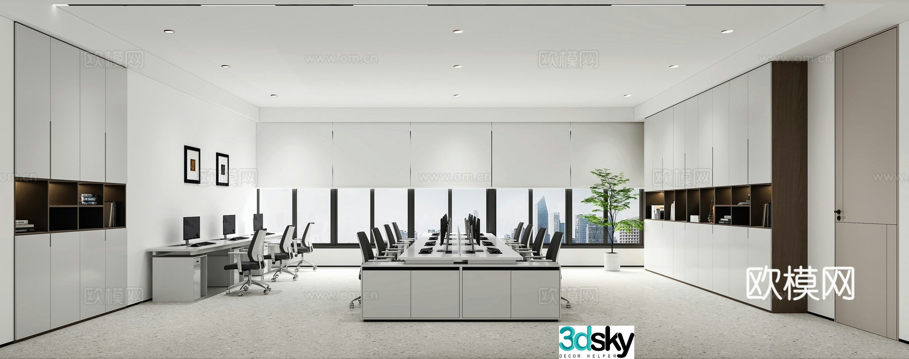 Modern employee office public office area 3d model