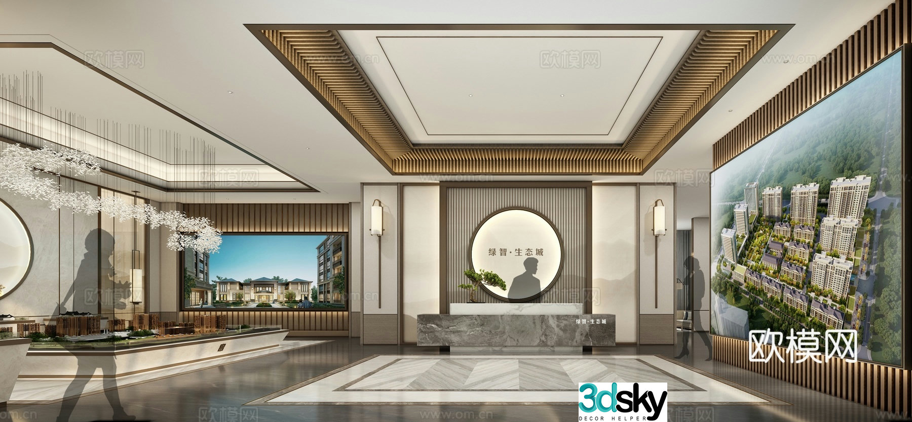 New Chinese style retirement center sales office 3D model