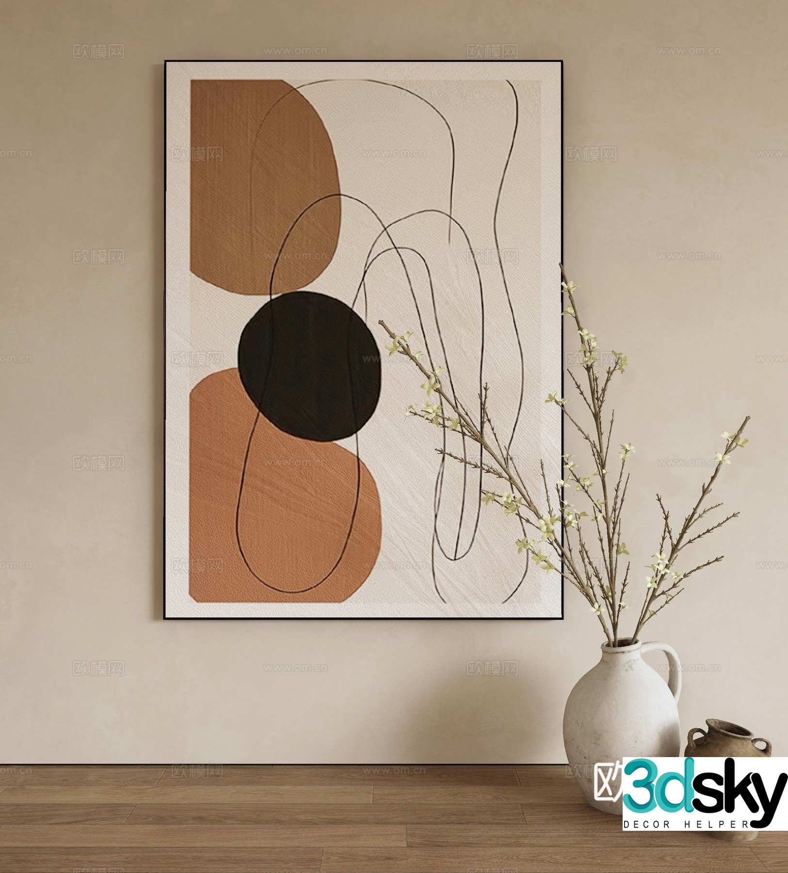 Modern decorative painting art painting hanging painting 3d model