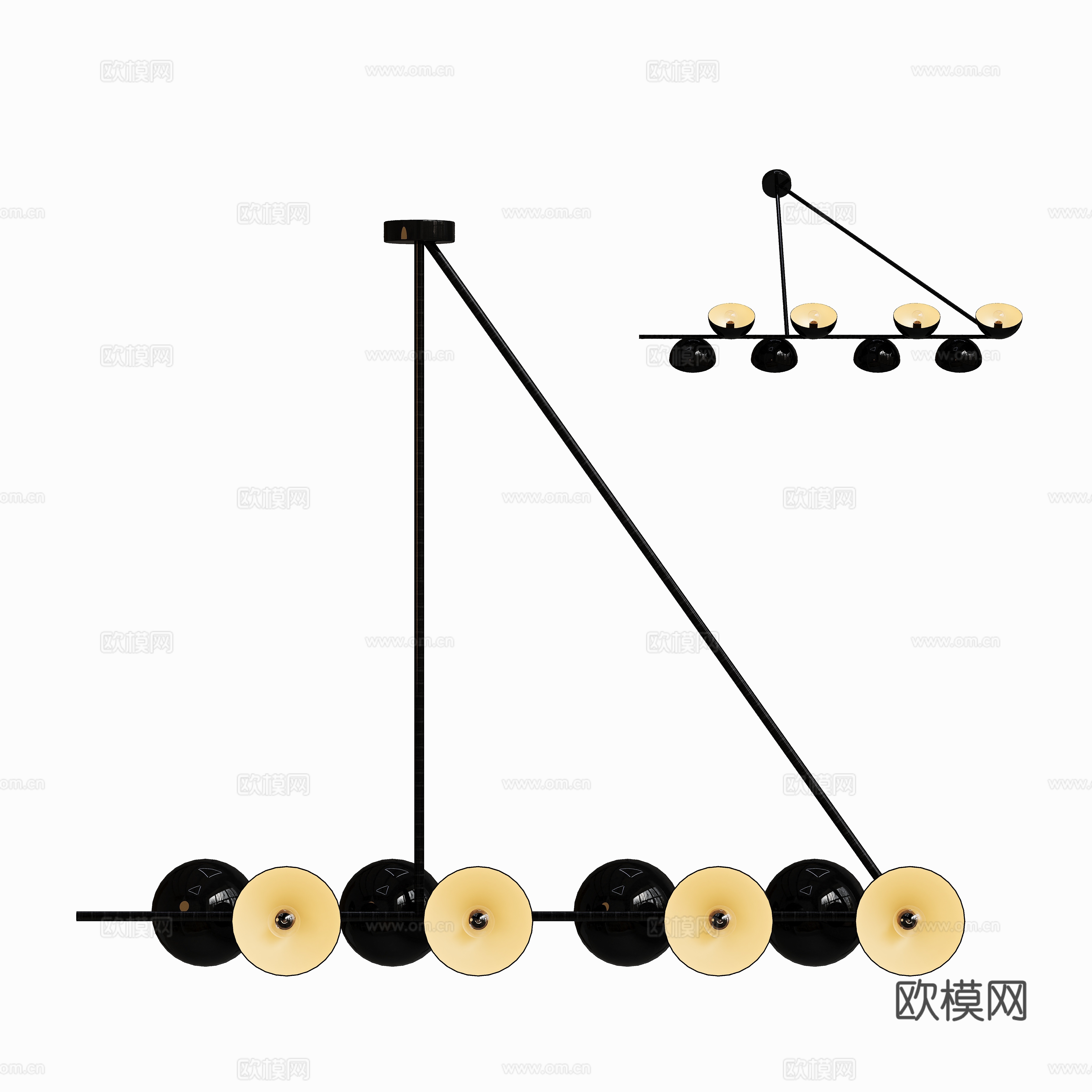 Modern spherical chandelier 3d model