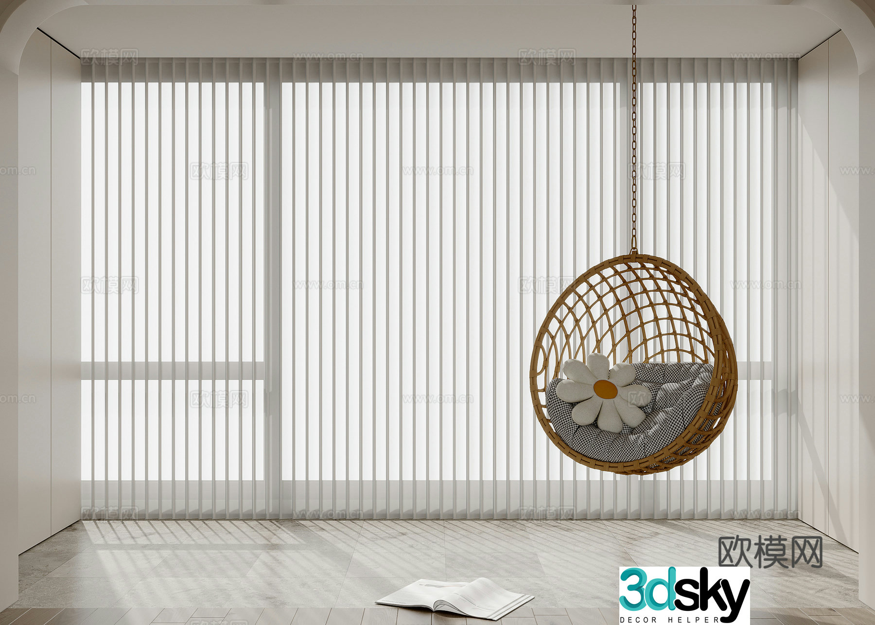 Modern fantasy curtain venetian blind gauze curtain 3d model