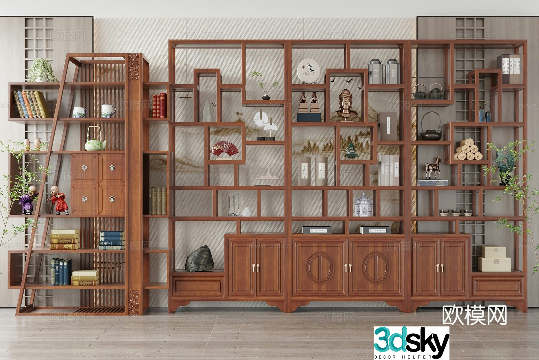 New Chinese style Bogu rack display rack 3D model
