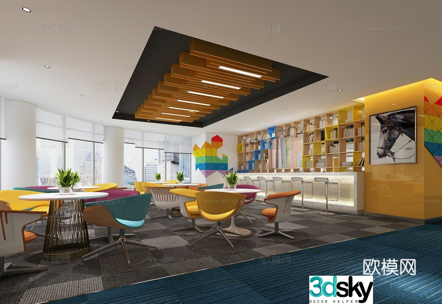 Modern office public office area 3d model