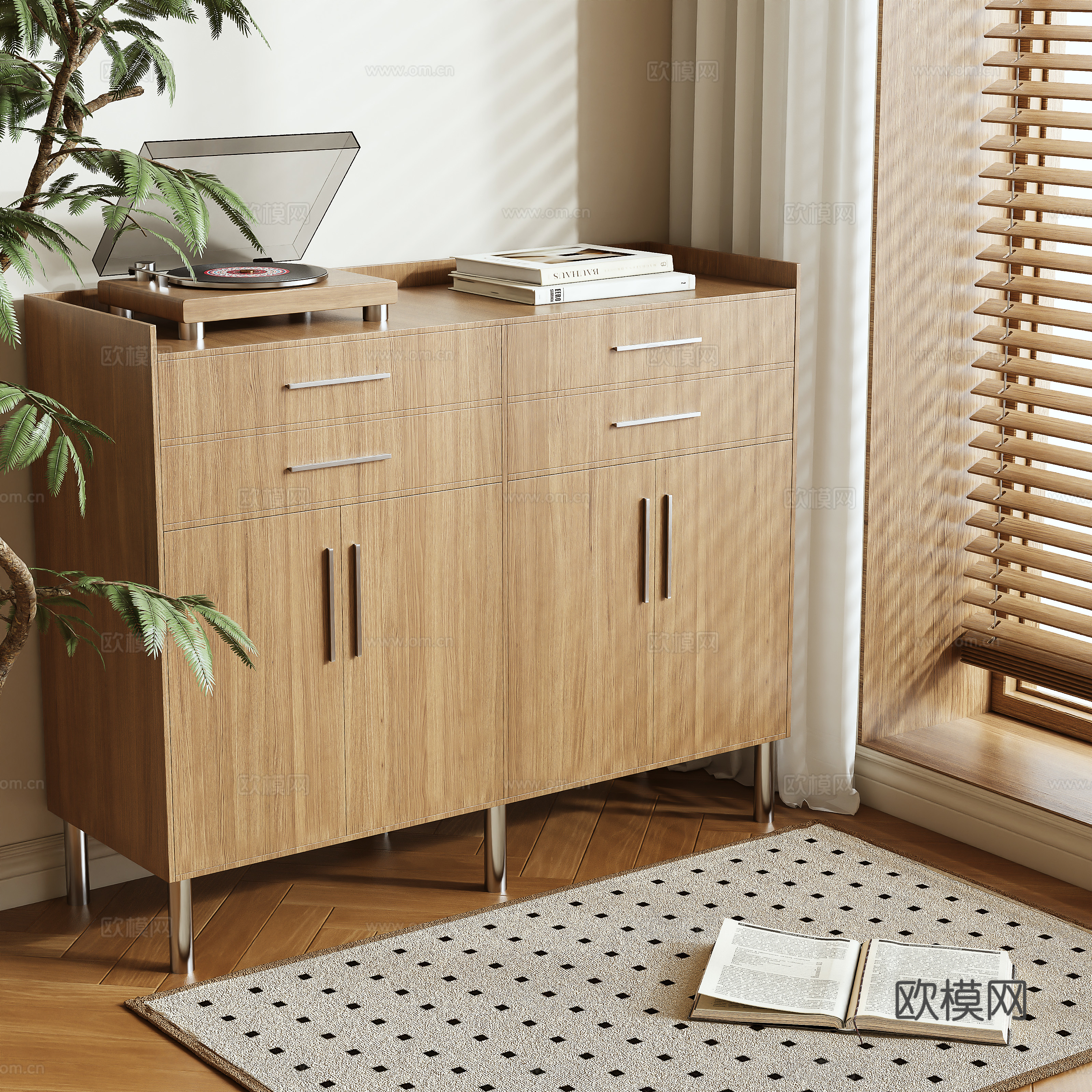 Log shoe cabinet 3d model