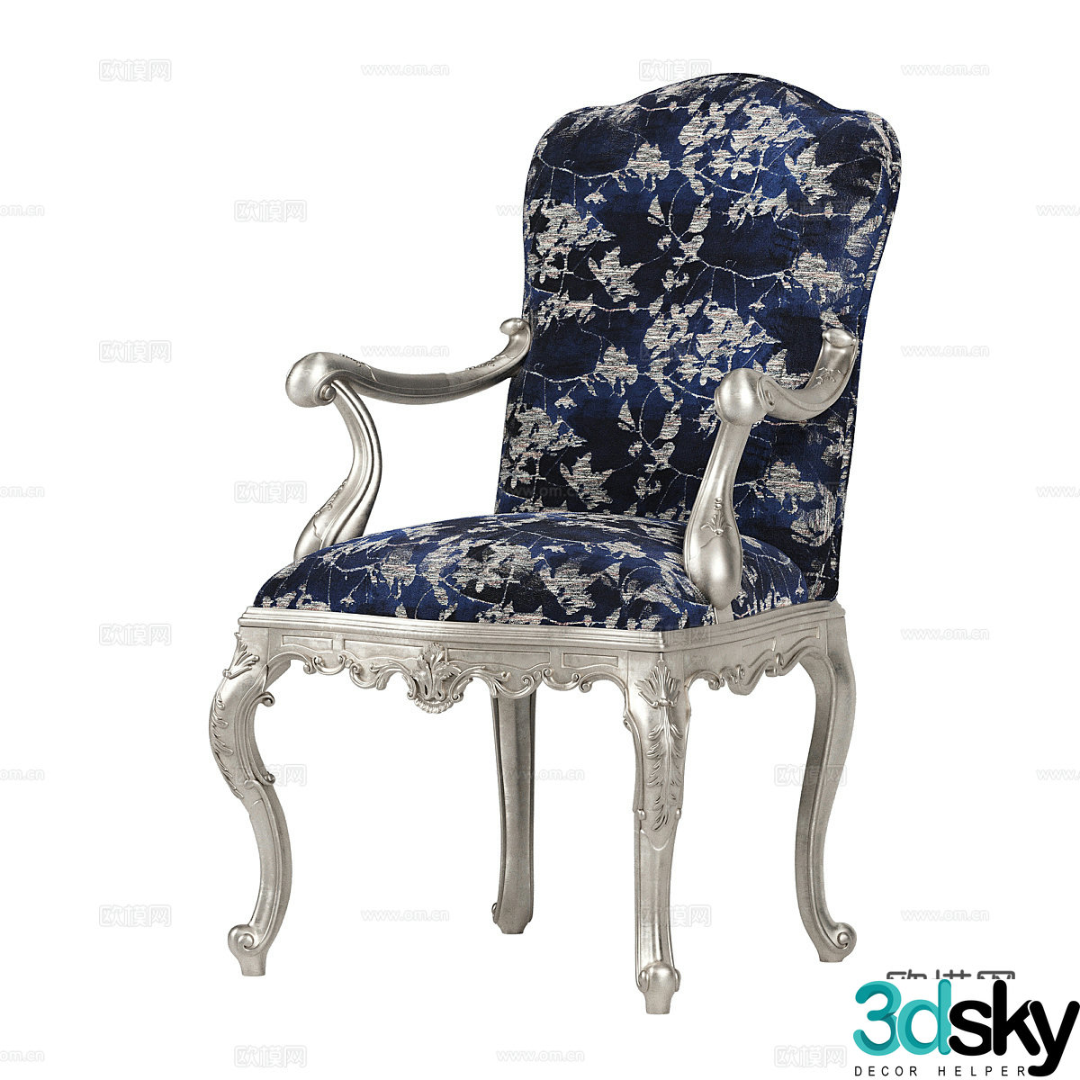 French sofa chair dining chair book chair carved armchair 3D model