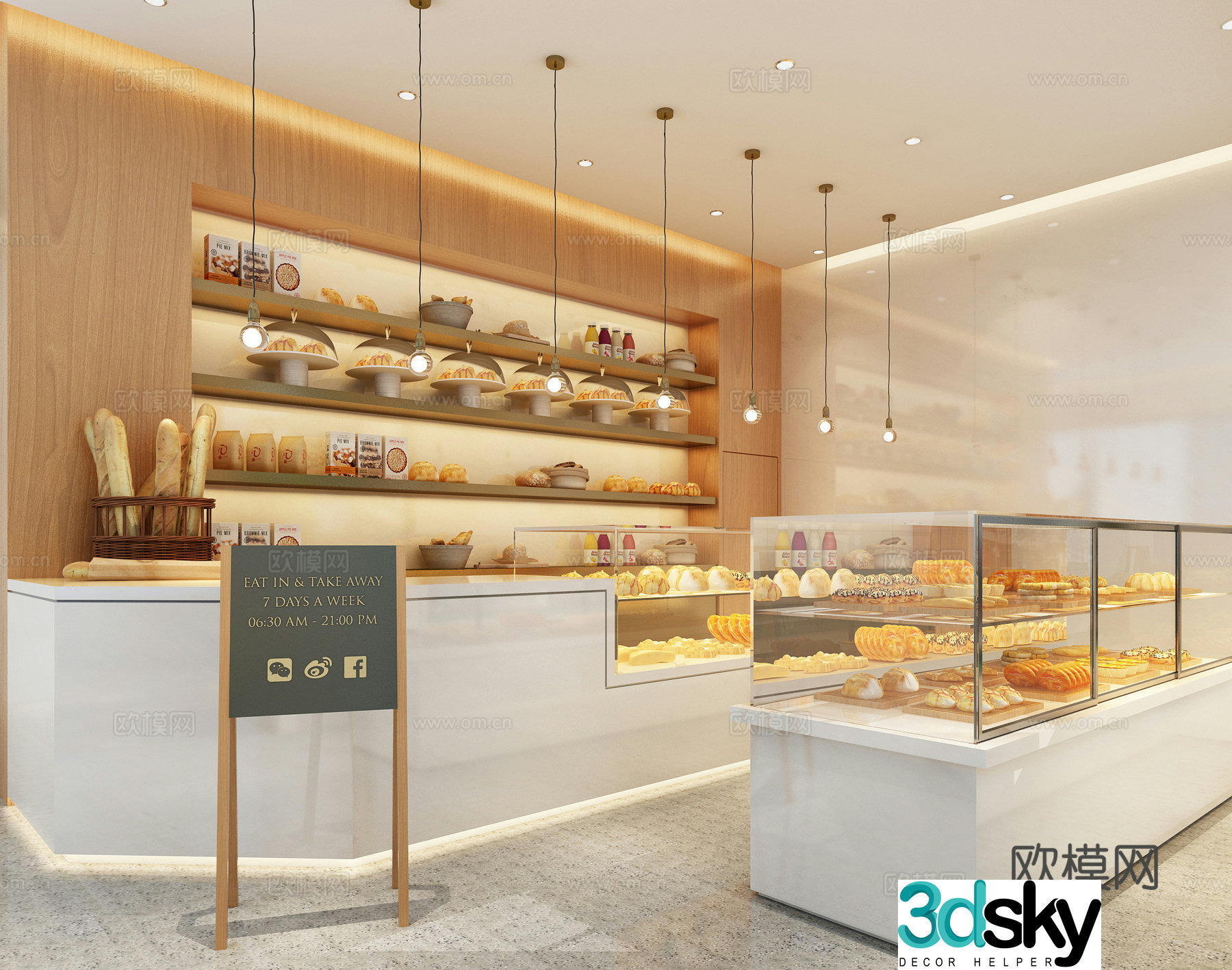 Modern bakery dessert shop cake shop 3d model