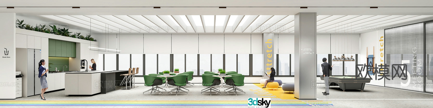 Modern office rest area entertainment area billiards area 3D model