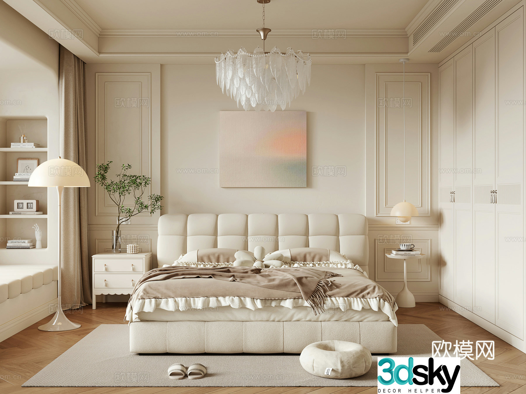 Cream style bedroom master bedroom 3d model