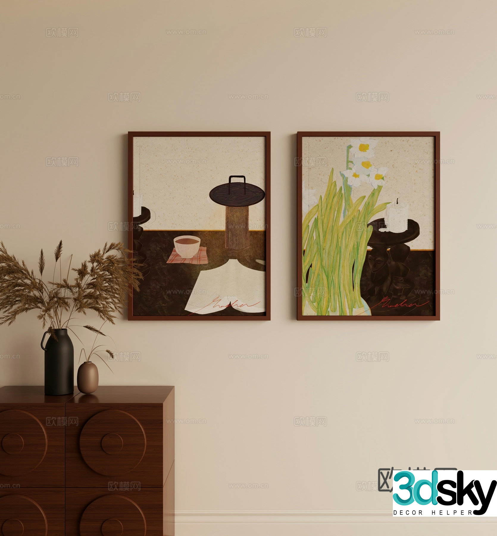 Medieval style hanging painting decorative painting 3d model