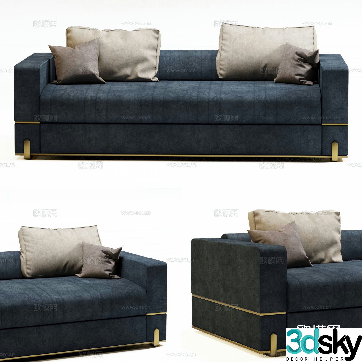 Italian fabric sofa double sofa 3d model
