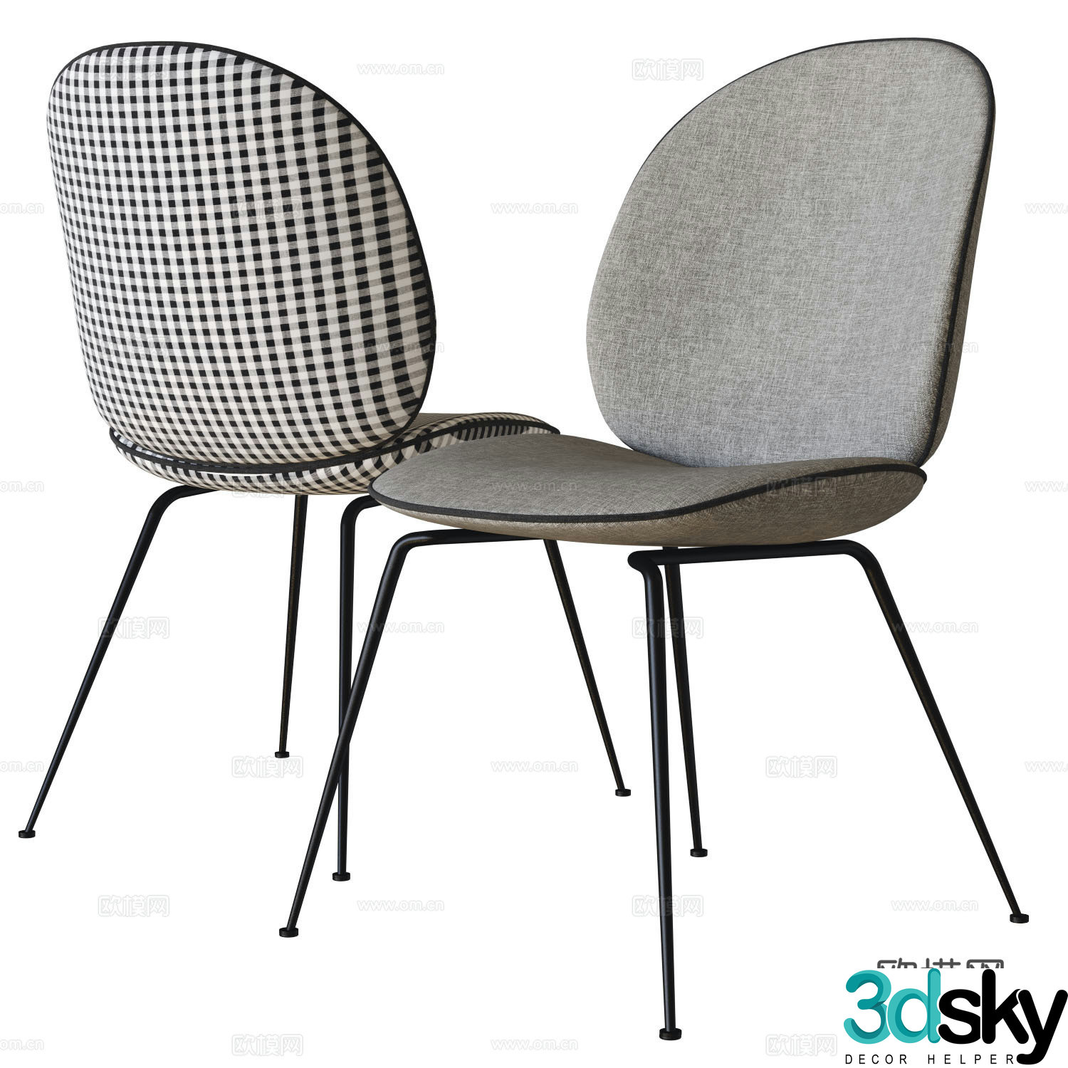 Modern plaid single chair dining chair chair 3d model