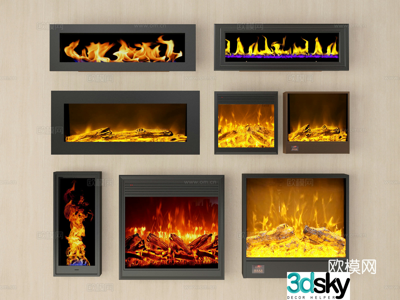 flame fireplace electronic fireplace 3d model