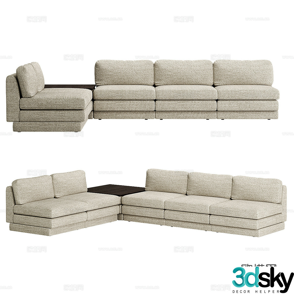 Modern simple multi-person sofa corner sofa 3d model