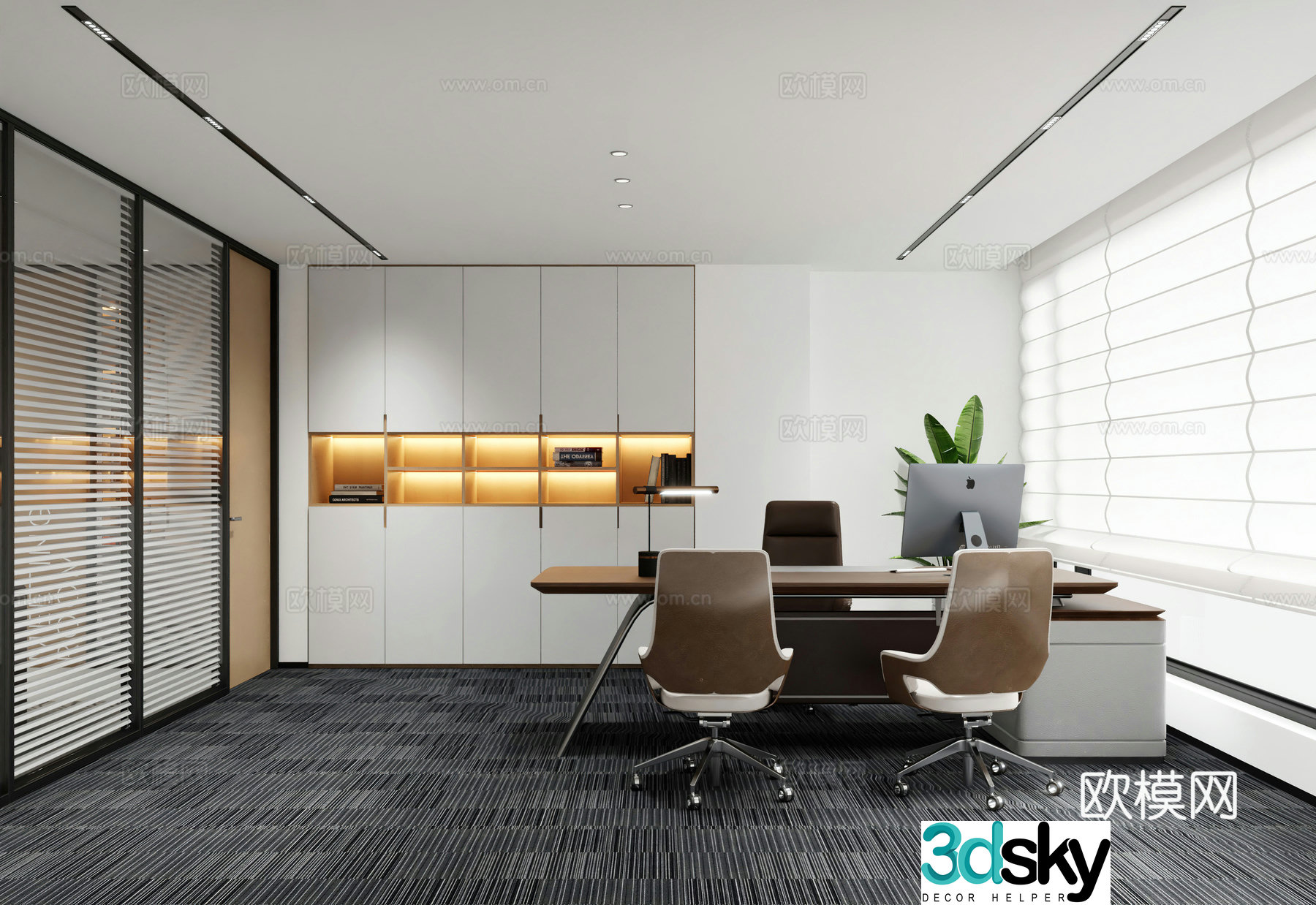 Modern director office manager room 3d model