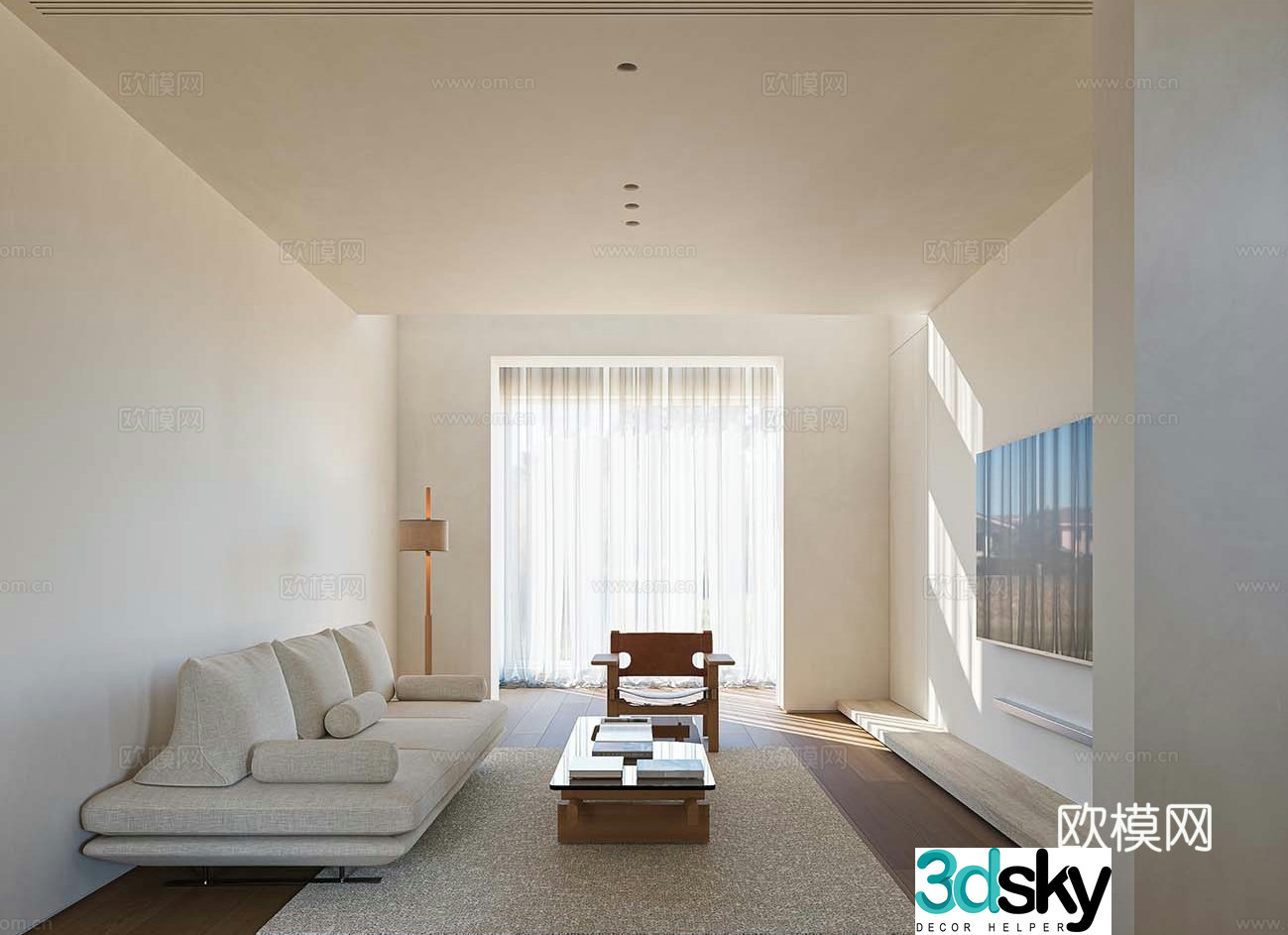 Cream style living room 3d model