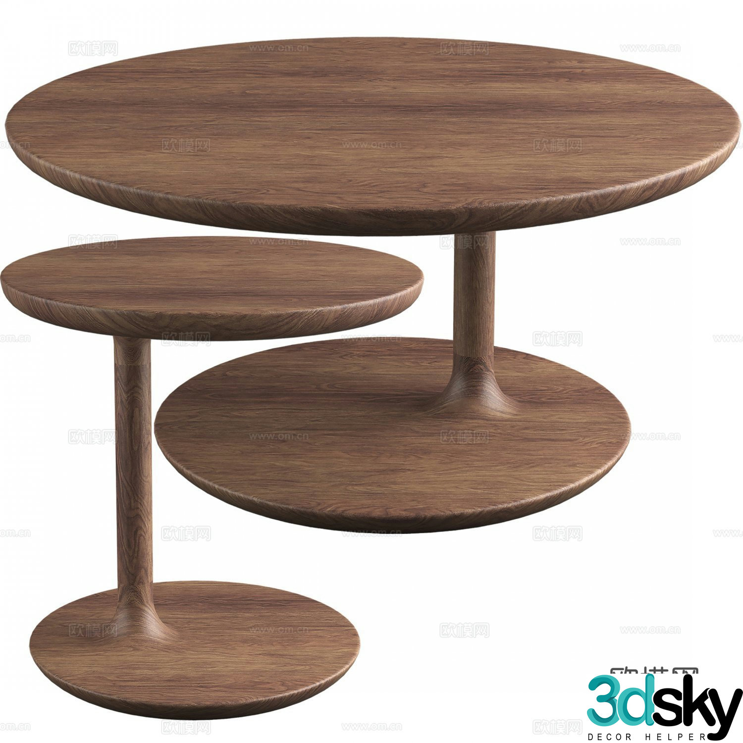 artisan modern solid wood coffee table 3d model