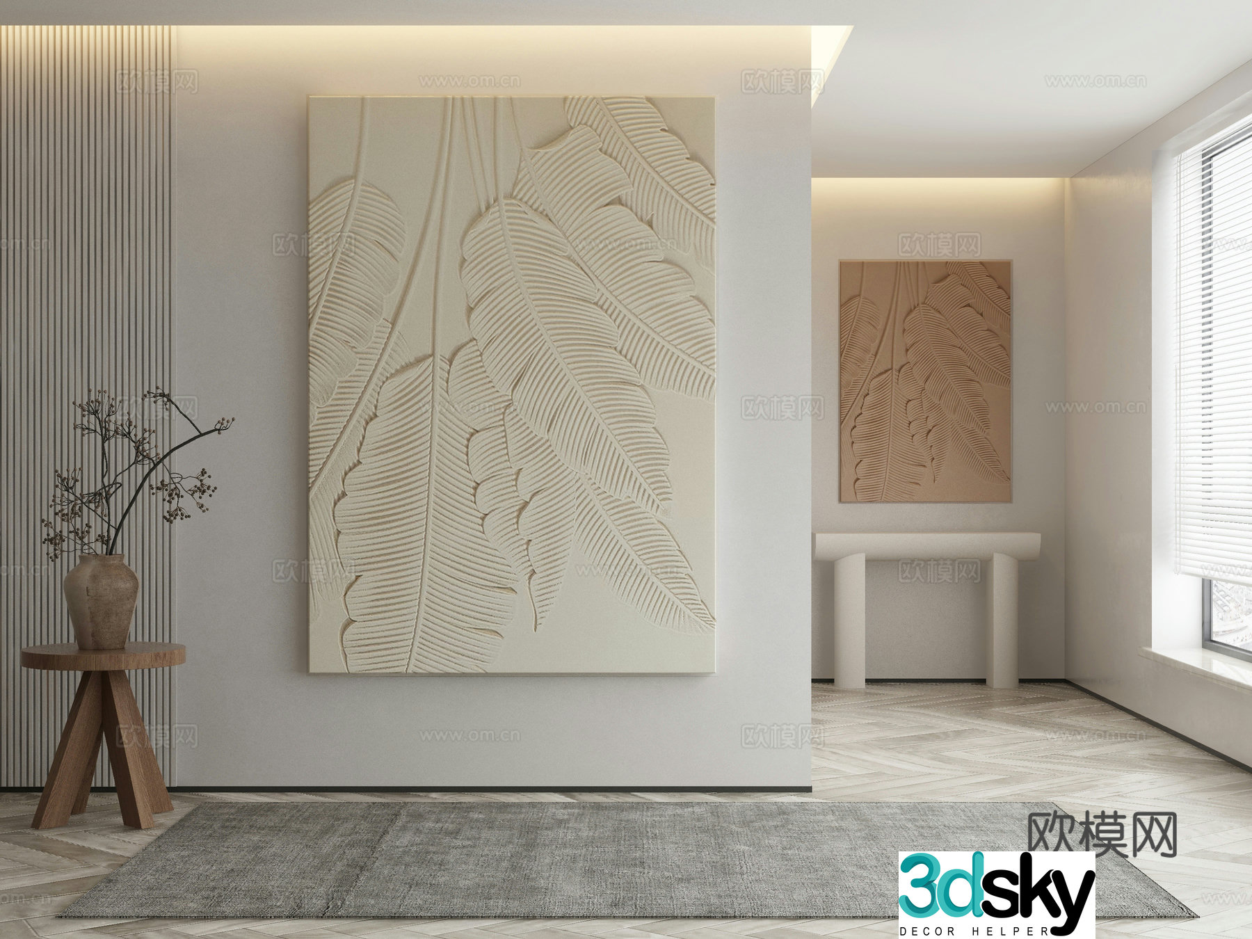 Modern decorative painting texture painting hanging painting 3d model