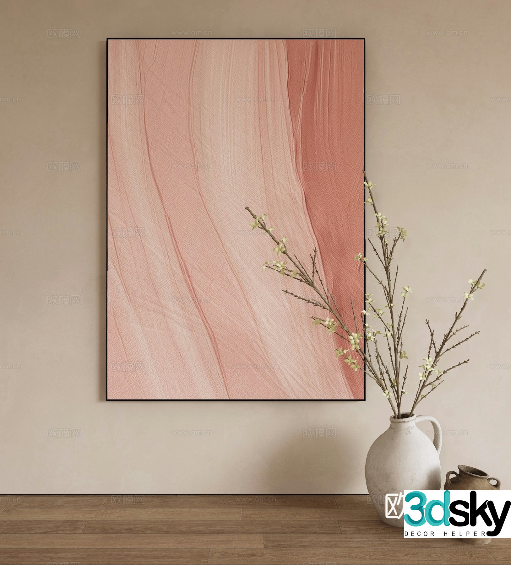 Modern decorative painting abstract hanging painting 3d model