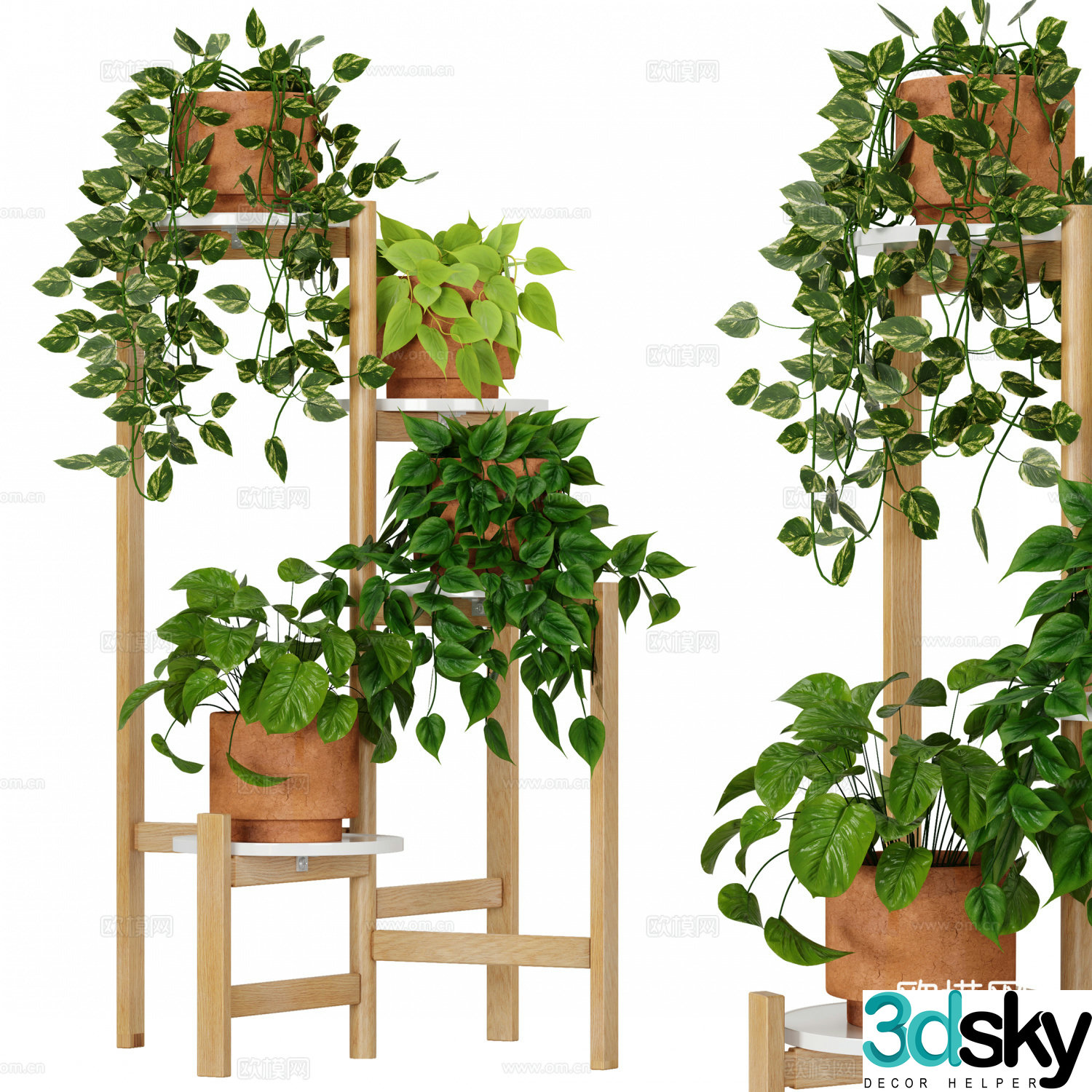 indoor plant potted flower stand 3d model